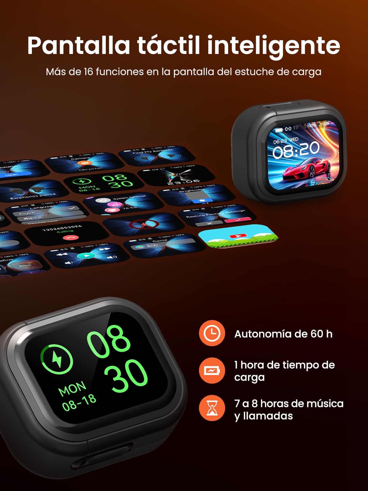 NE20 Auriculares Traductores Bluetooth - Traducción en Tiempo Real de 135 Idiomas, Asistente de IA, Sonido Hi-Fi, Pantalla Táctil LCD, 60h Batería, para Viajes/Reuniones (Compatible iOS/Android)