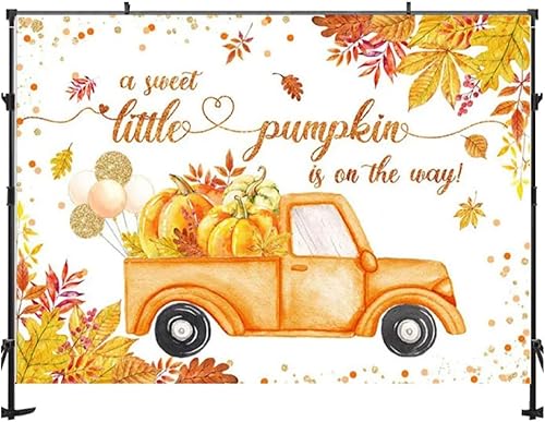 Miniatura 2 de Telón de fondo para baby shower, con texto en inglés "A Sweet Little Pumpkin is On The Way", decoración de fiesta, decoración de otoño, fotografía
