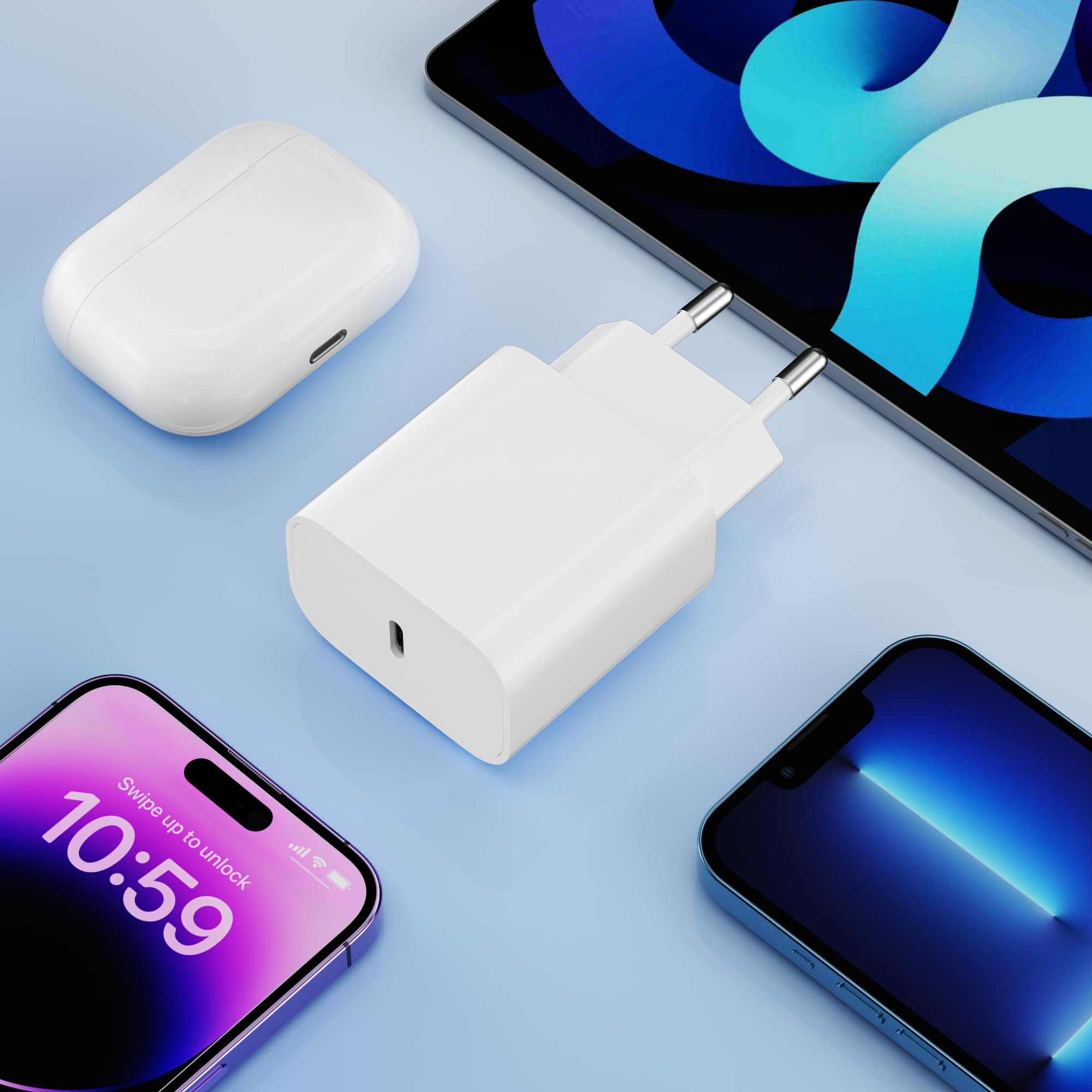 Chargeur Rapide iPhone,PD 3.0 USB-C avec Câble Lightning 2M Lot de 2 Compatible iPhone 11 12 13 14 Pro Pro Max Charge Sécurisée et Ultra-Rapide