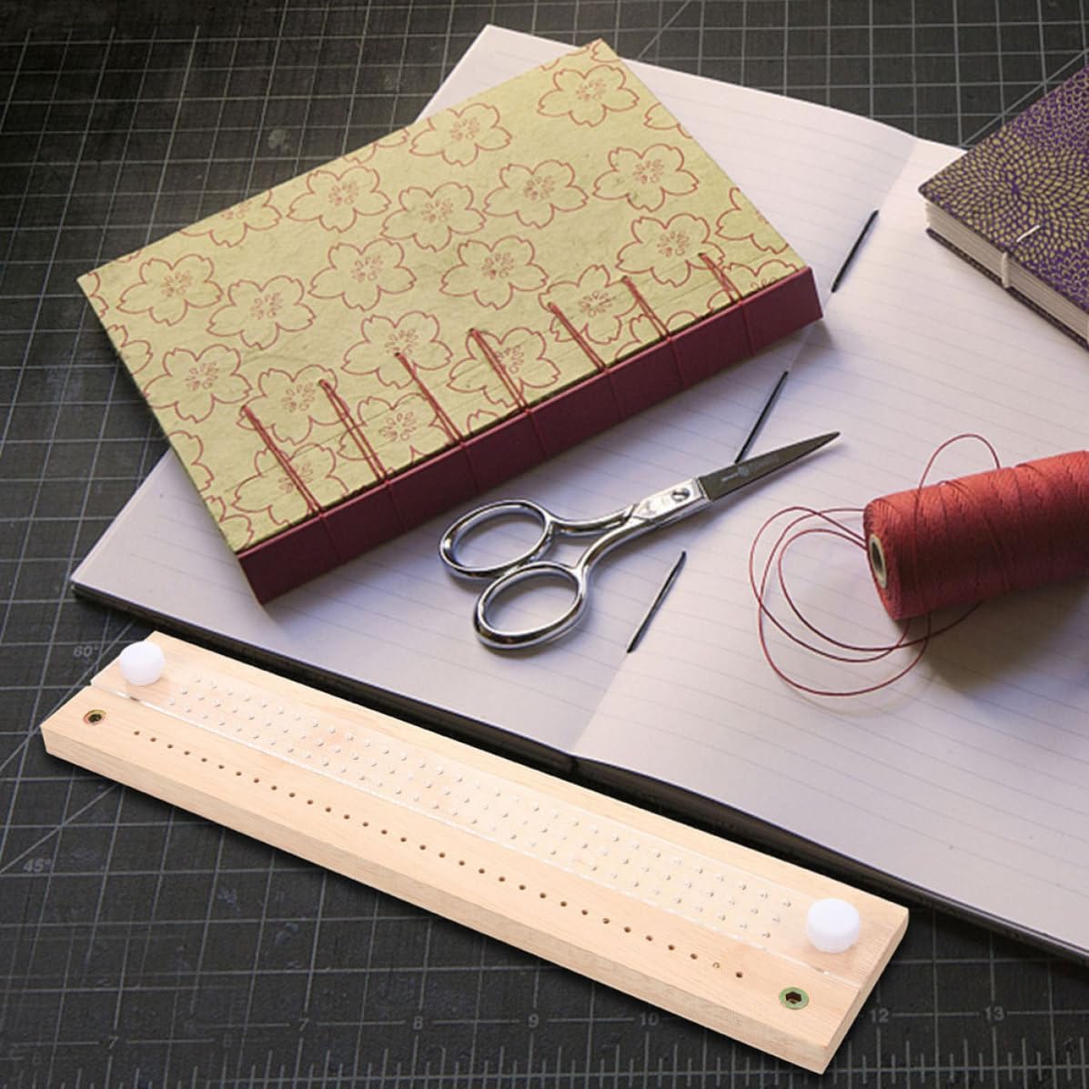 Homoyoyo Complete Bookbinding Kit with Iron and Wood Punching Cradle for Precise Binding, Versatile Design Book Binding Tools for DIY Crafts and Scrapbooking Projects