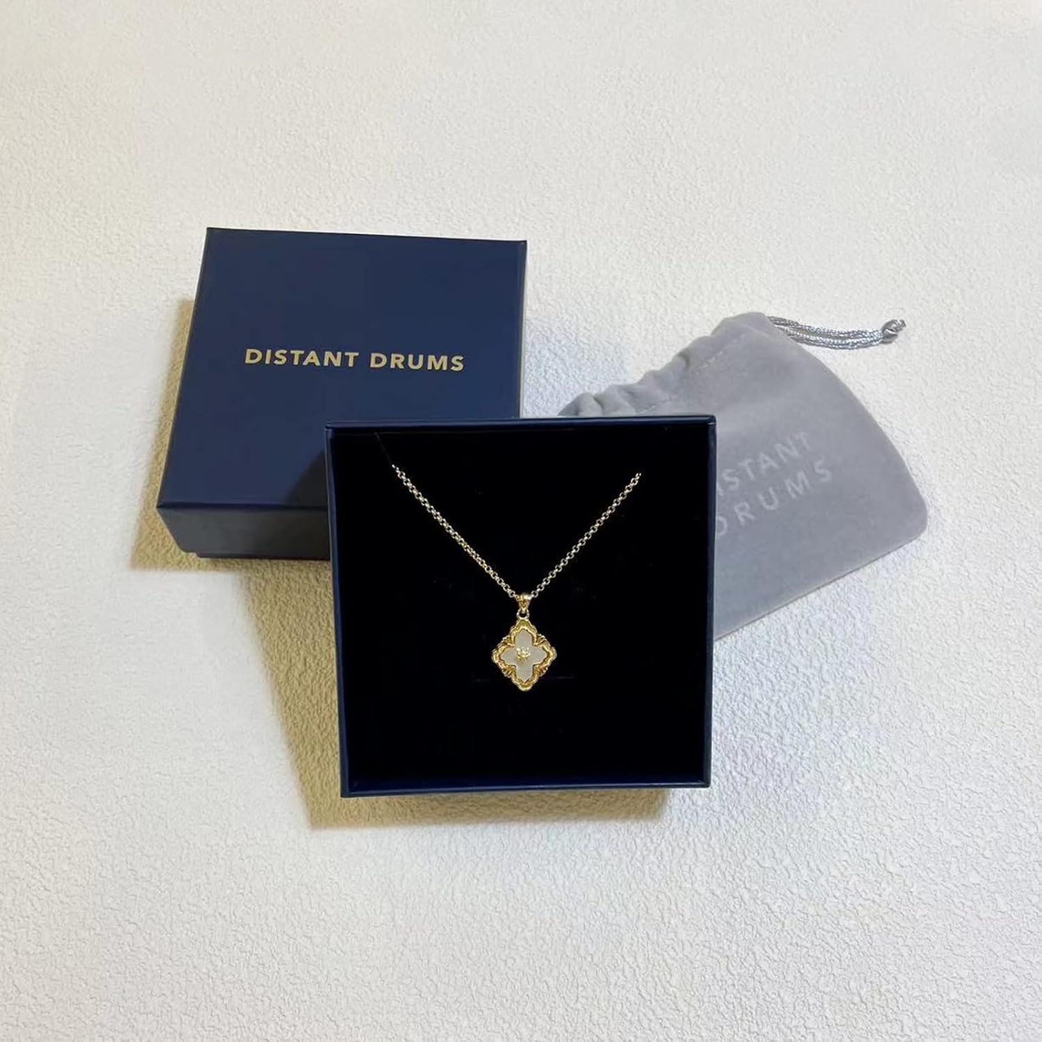 Gold Clover Necklace for Women, Double-Sided Pendant by 18K Gold-plated inlaid Natural Stone Pendant Necklace,Turquoise/Malachite/Black Onyx Stone/White Mother of Pearl,Jewelry Gift for Women - Image 5