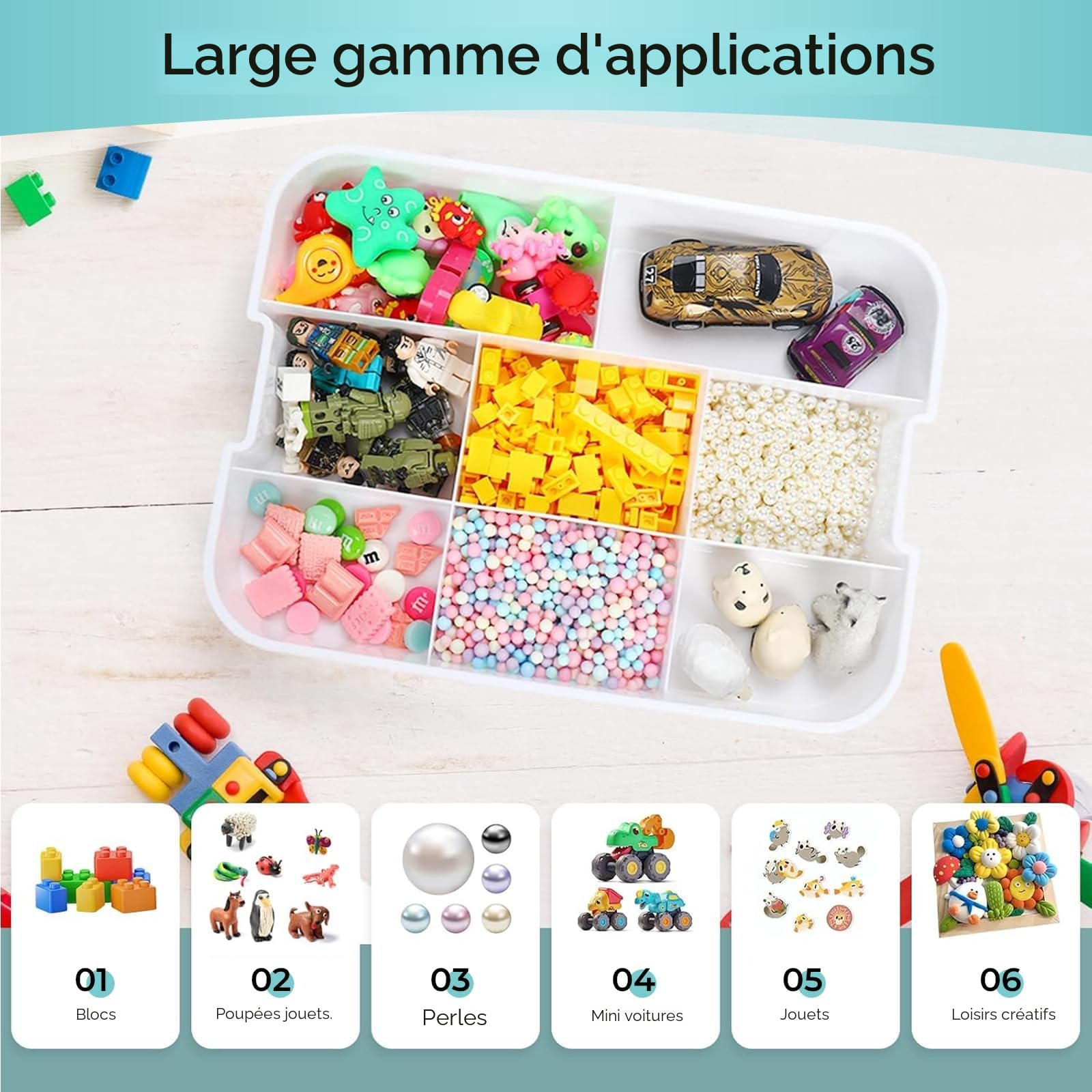 Boite Rangement Plastique pour Lego Briques, 3 Couches Boite Rangement pour Lego avec Couvercle, Enfant Jouets Empilable Organiseur Transparent avec Compartiments pour Ranger les Jouets