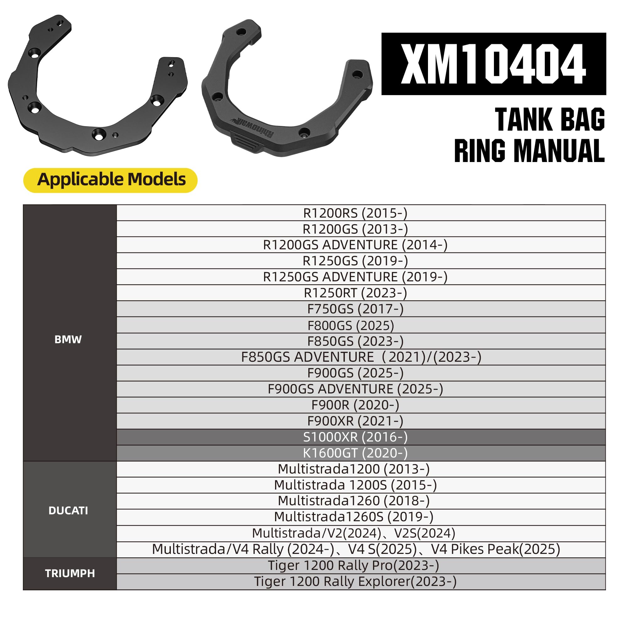 Rhinowalk - Base adattatore per borsa serbatoio moto con forte magnete - XM10404