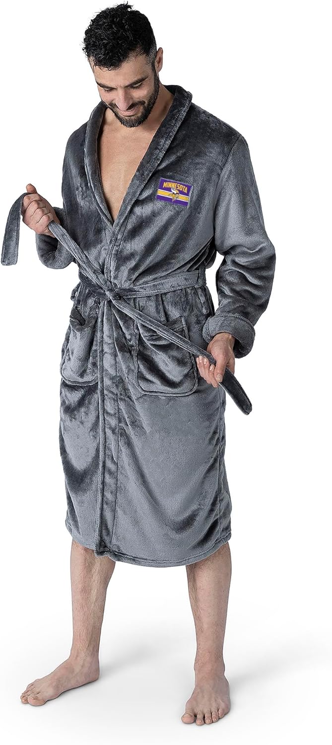 Northwest NFL Minnesota Vikings Silk Touch Bath Robe, Large/X-Large, Rollout Charcoal