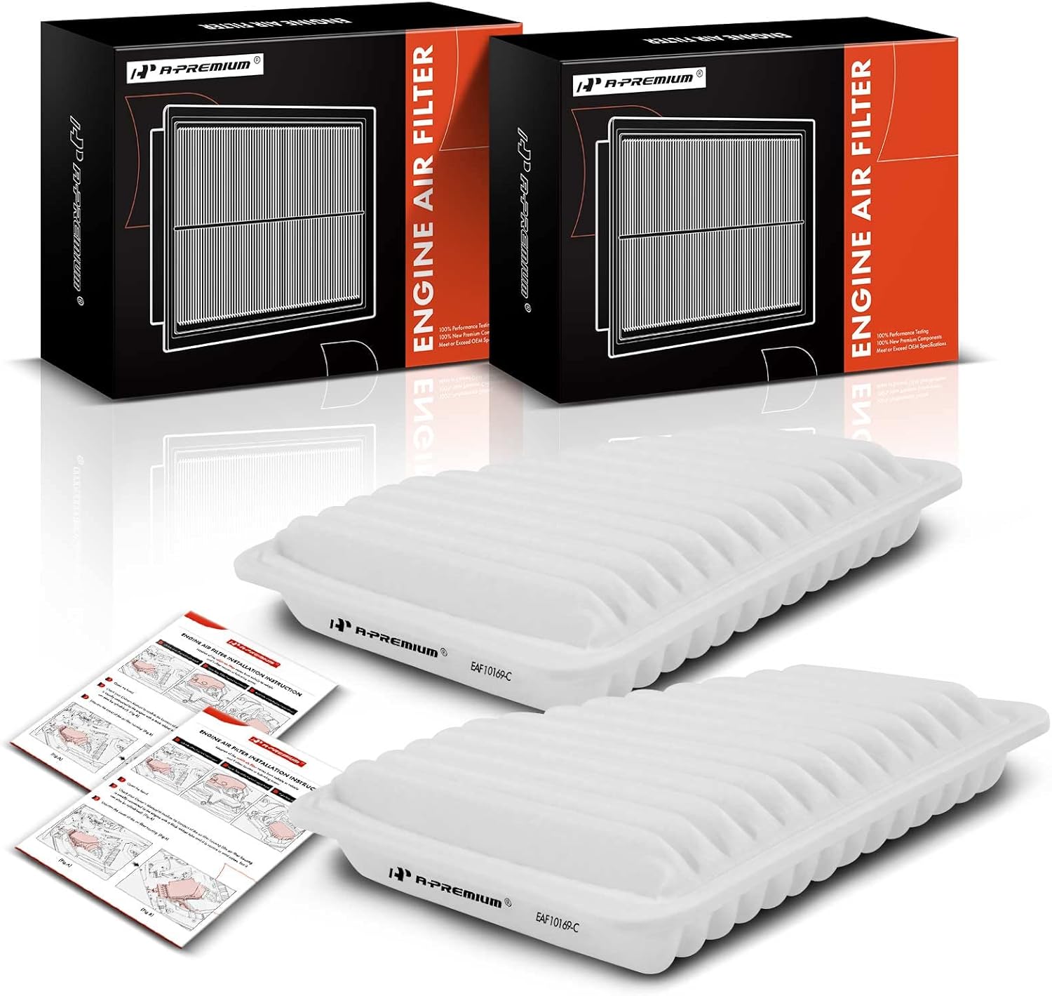 A-Premium 2-PC Engine Air Filter Compatible with Toyota, Lexus, Pontiac & Scion - Camry(07-11), Corolla(09-12), Avalon(05-12), Matrix(09-13), RAV4(06-12), Venza(09-15), ES350, Vibe