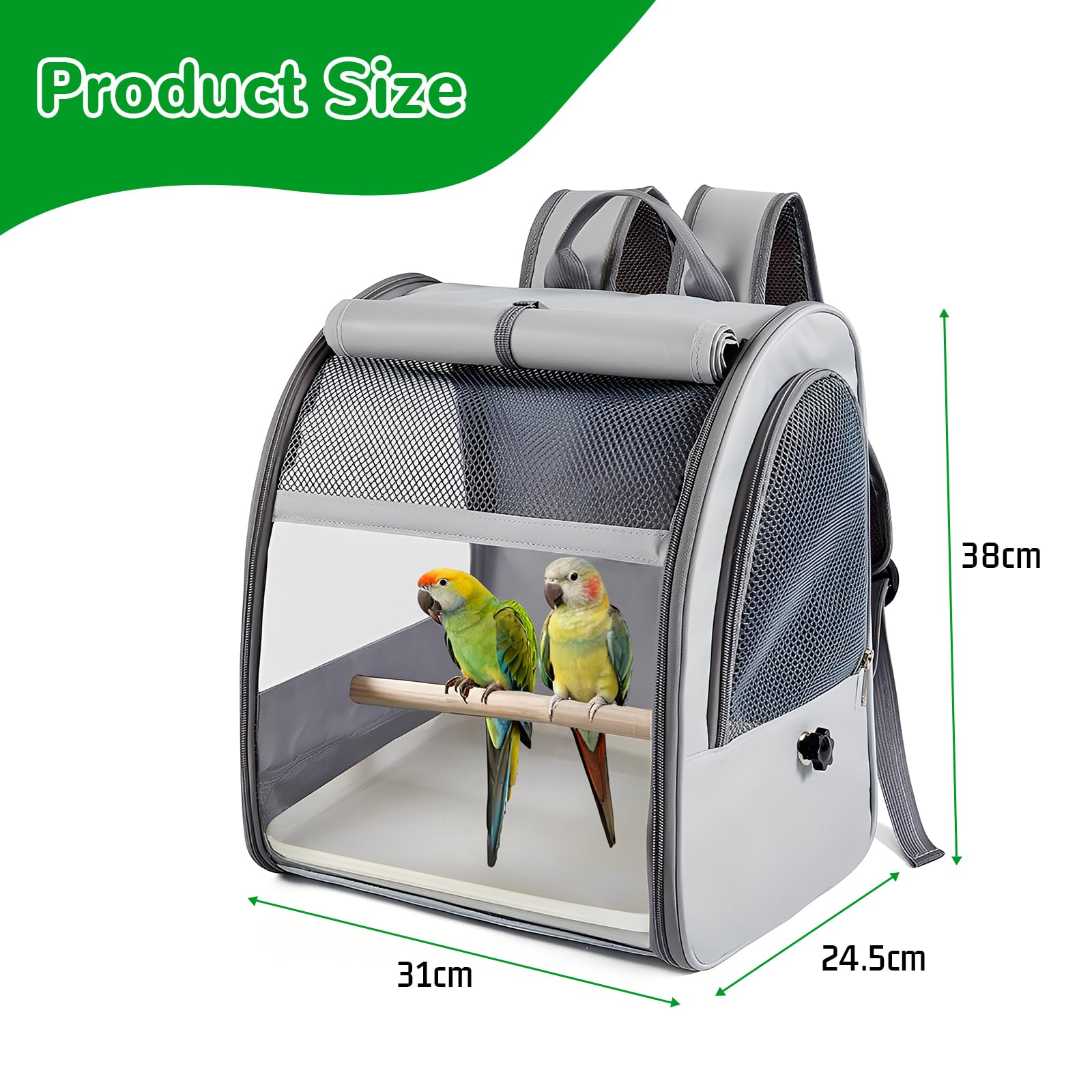 Mochila transportadora para pájaros, contenedor de transporte para pájaros con comedero y recogedor de heces, jaula de viaje para pájaros, jaula portátil para mascotas de malla transpirable para