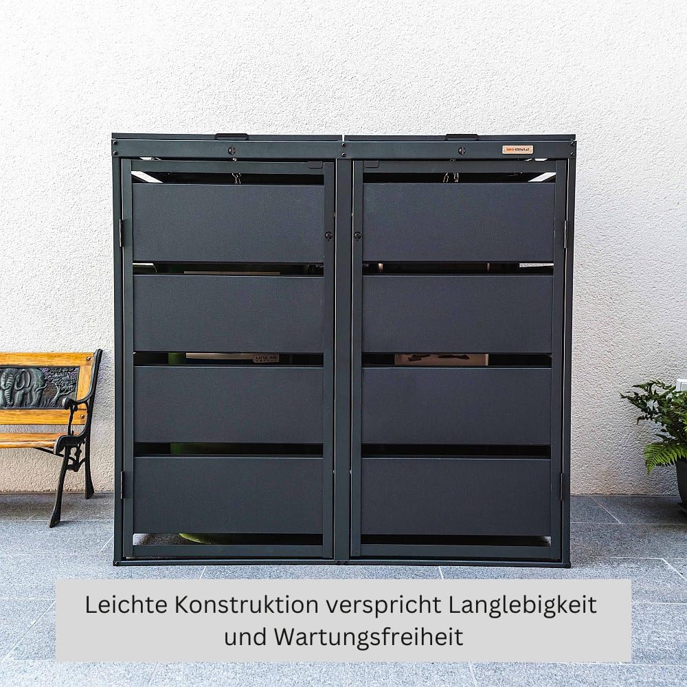 Dagobert Mülltonnenboxen für 120 Liter Mülltonne stabile Mülltonnenbox 2er | Verzinkter Stahl, Robuste Mülltonnenverkleidung, Verwendbar als Paketbox, Mülltonnen Unterstand