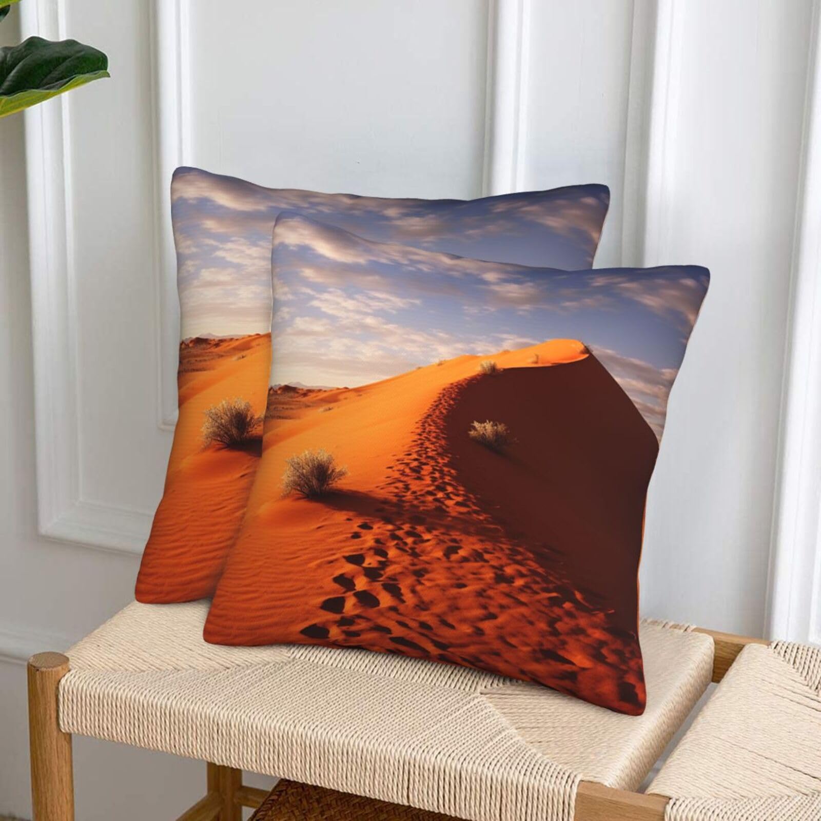 NONHAI Decorative Throw Pillow Covers Set of 2, 18"x18" Square Cushion Case Soft Comfy Desert Throw Pillows for Couch Cushion Livingroom Farmhouse Home Decor Pillowcases