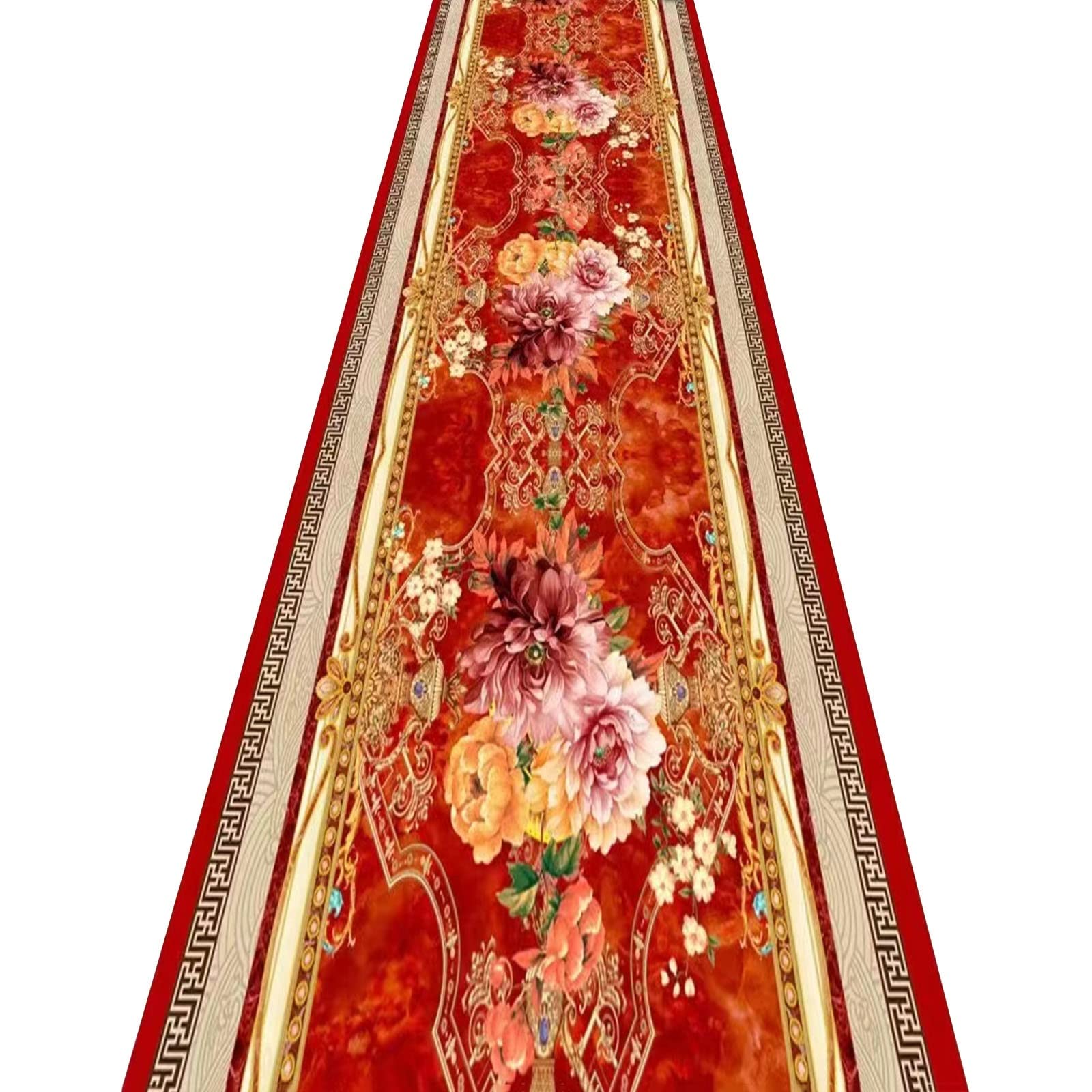 Alfombra de pasillo largo ZRUYI: moqueta tradicional roja de alta resistencia 1.2x2m