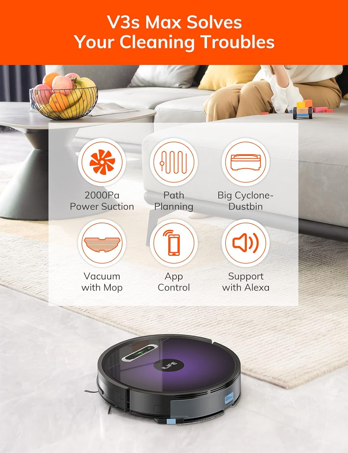 ILIFE V3s Max robot vacuum charging on its dock