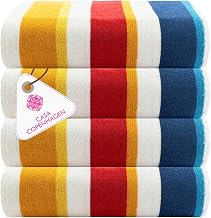 Casa Copenhagen Gift Set of 4 Bora Bora Towels – Yellow, Extra Large Pool Towels 75 x 150 cm, 100% Cotton (Ideal Summer Gift Box for Men and Women) | Bora Bora serviettes 100% coton égyptien (150 x 75 cm) pour salle de bain, piscine et plage (coffret cade