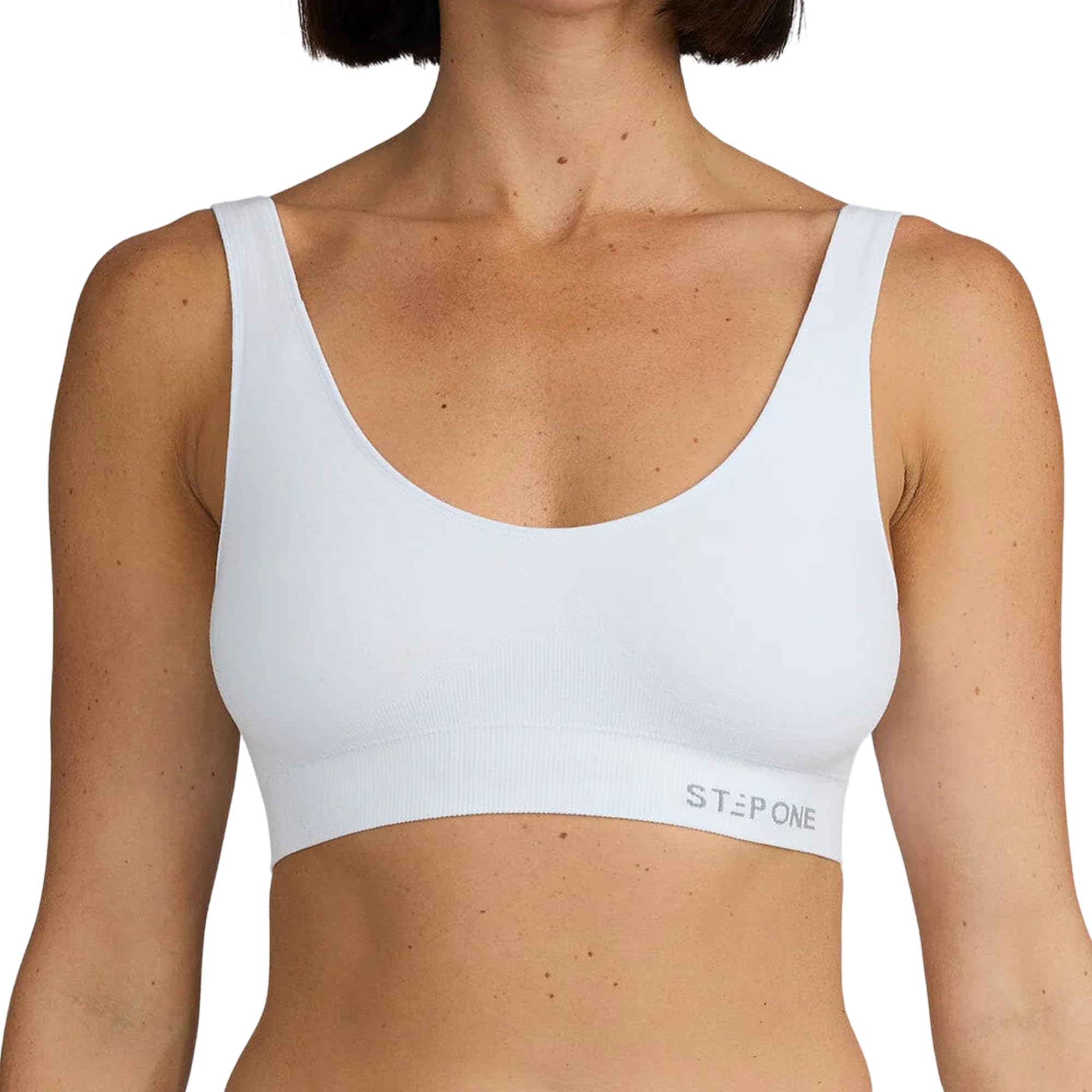 Step One Women's White Smoothfit Bra. Ultra-Soft Everyday Bra, Lifts & Supports And Feels Invisible On, Breathable Bamboo Moisture Wicking With Removable Cups S