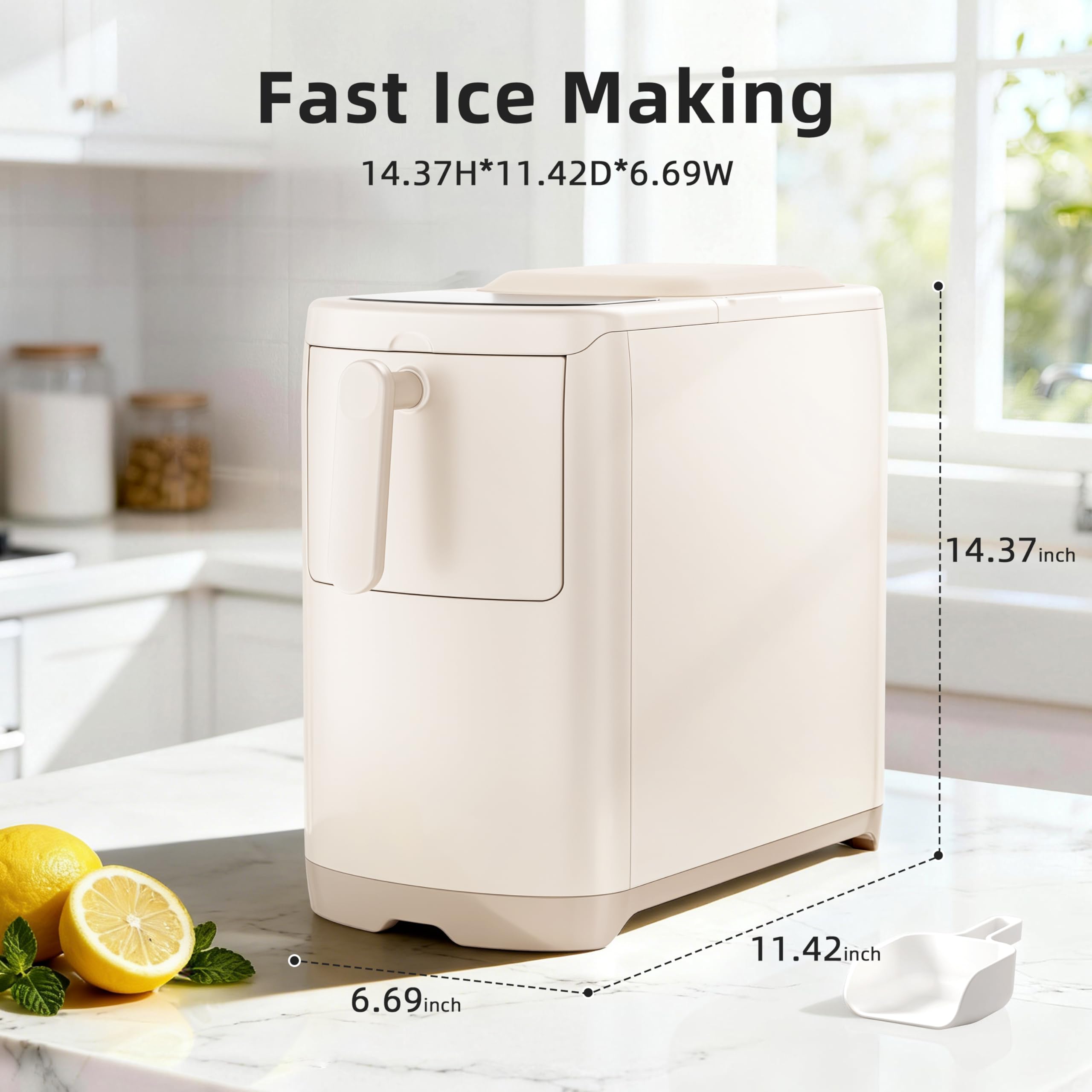 Antarctic Star Portable Countertop Ice Maker With Self-Cleaning, 18lbs/24h, One-Touch Operation, Ice Scoop For Home, Kitchen, Office(White) on Fridge.com - View 4
