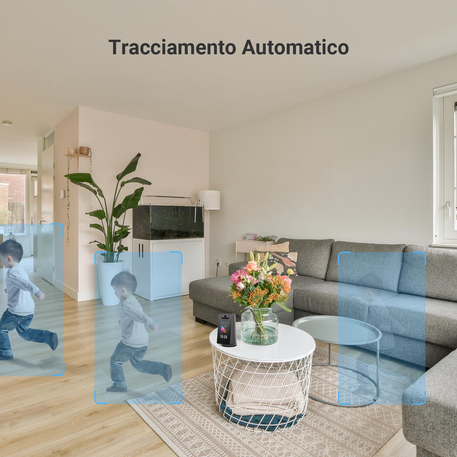 EZVIZ Telecamera WiFi Interno 2K+ 360° con Videochiamata, Rilevamento AI Persone/Animali/Pianto, Monitoraggio Bambini e Anziani, Album Digitale e Altoparlante Bluetooth, WiFi Dual-Band 2,4/5GHz, S10