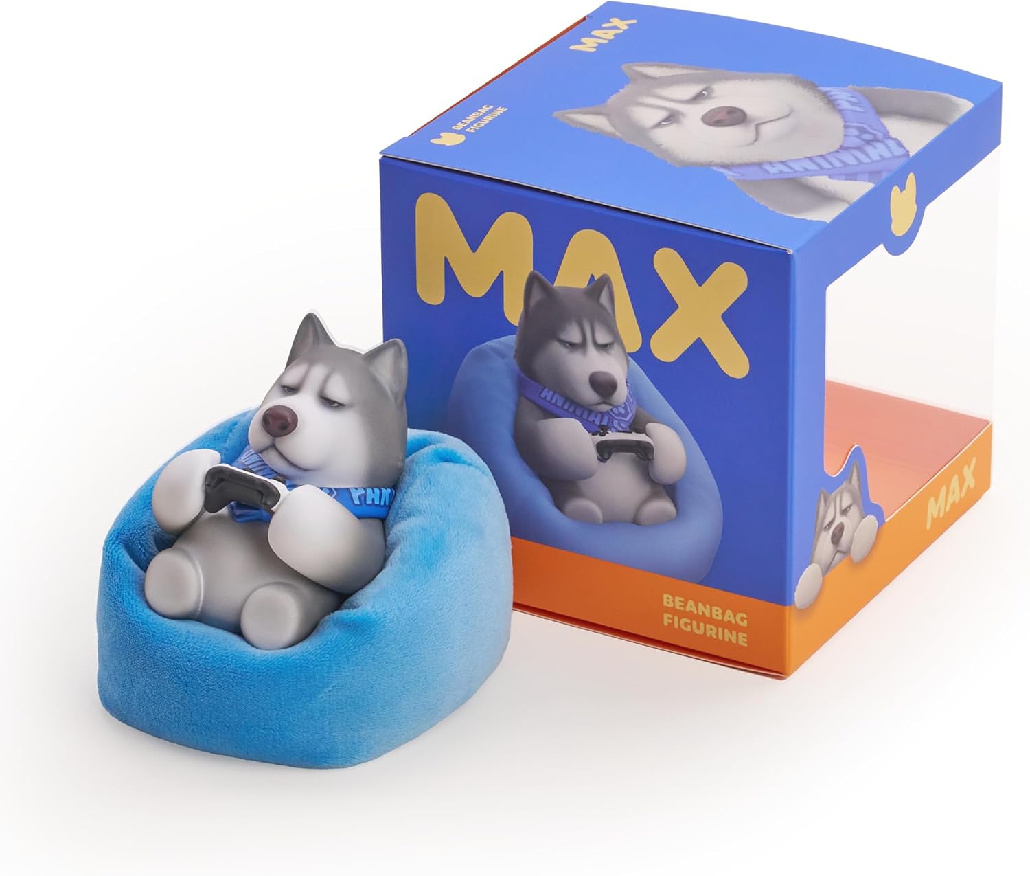 Party Animals Win Series Figures - Max Action Figure with Detachable Sofa - 3.35in PVC Collectible Figure for Display, Husky Figure Gift Ideas for the Holiday, 1PC