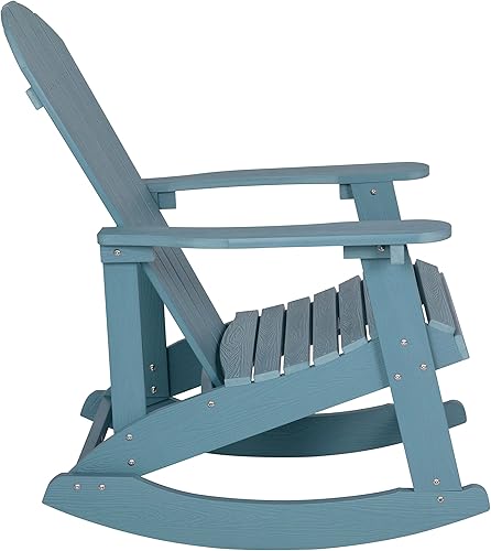 Miniatura 6 de BizChair Mecedora Adirondack de madera de poliresina, poliestireno de espuma marina para todo tipo de clima, herrajes de acero inoxidable