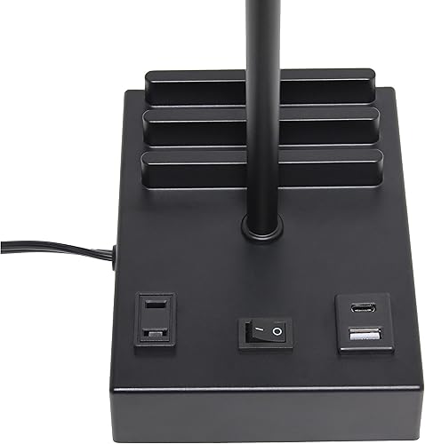 Miniatura 7 de Simple Designs LT1110-BGB - Lámpara de escritorio rectangular moderna multiusos de 15.3 pulgadas de alto con 2 puertos USB y toma de carga con