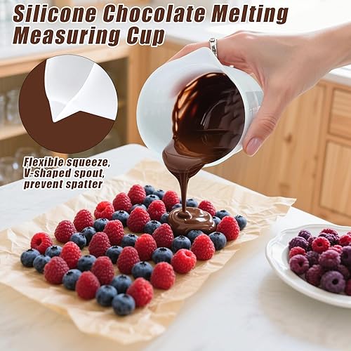 Miniatura 3 de Juome 6 tazas medidoras de silicona para derretir chocolate, juego de tazas de silicona para derretir chocolate con capacidad de 10025011.8 fl oz,