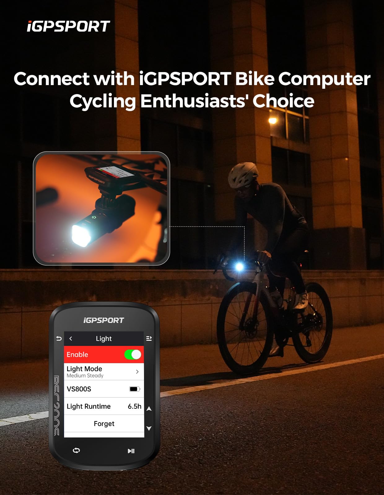iGPSPORT Luz Bicicleta，500/800/1200/1800 Lúmenes Faro Delantero Brillante para Bicicleta para Ciclismo Nocturno Recargable E Impermeable
