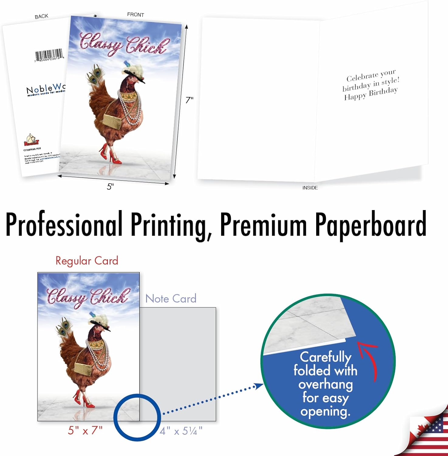 NobleWorks - 1 Funny Happy Birthday Notecard - Women's Humor Greeting Card with Envelope - Classy Chick C7230BDG - Image 3