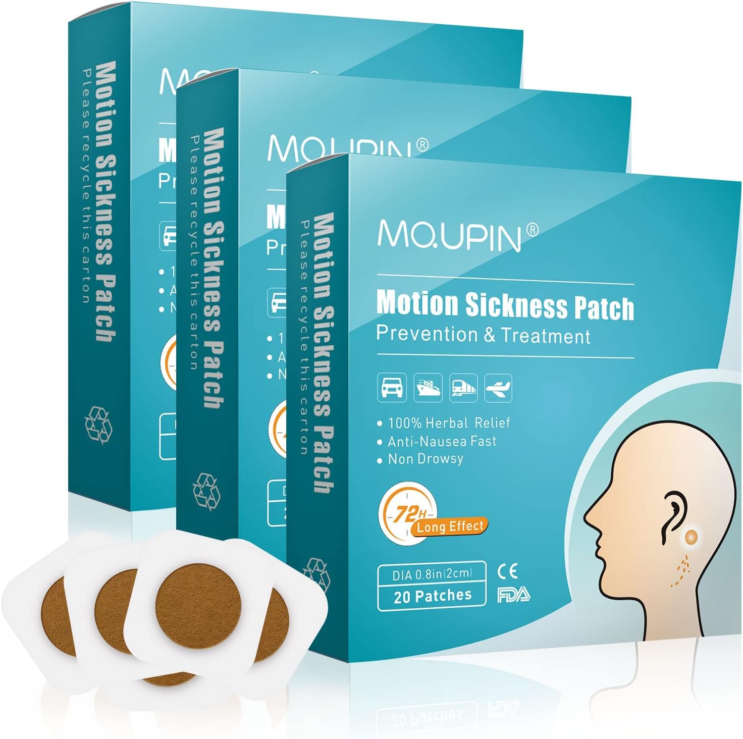 Motion Sickness Patch, 60 Count Sea Sickness Patches, Non Drowsy