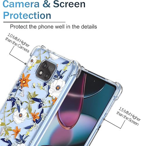 Miniatura 2 de Funda para Moto G Power 2021 XT2117-1, funda transparente con patrón de flores florales, TPU suave, a prueba de golpes, antiarañazos, funda