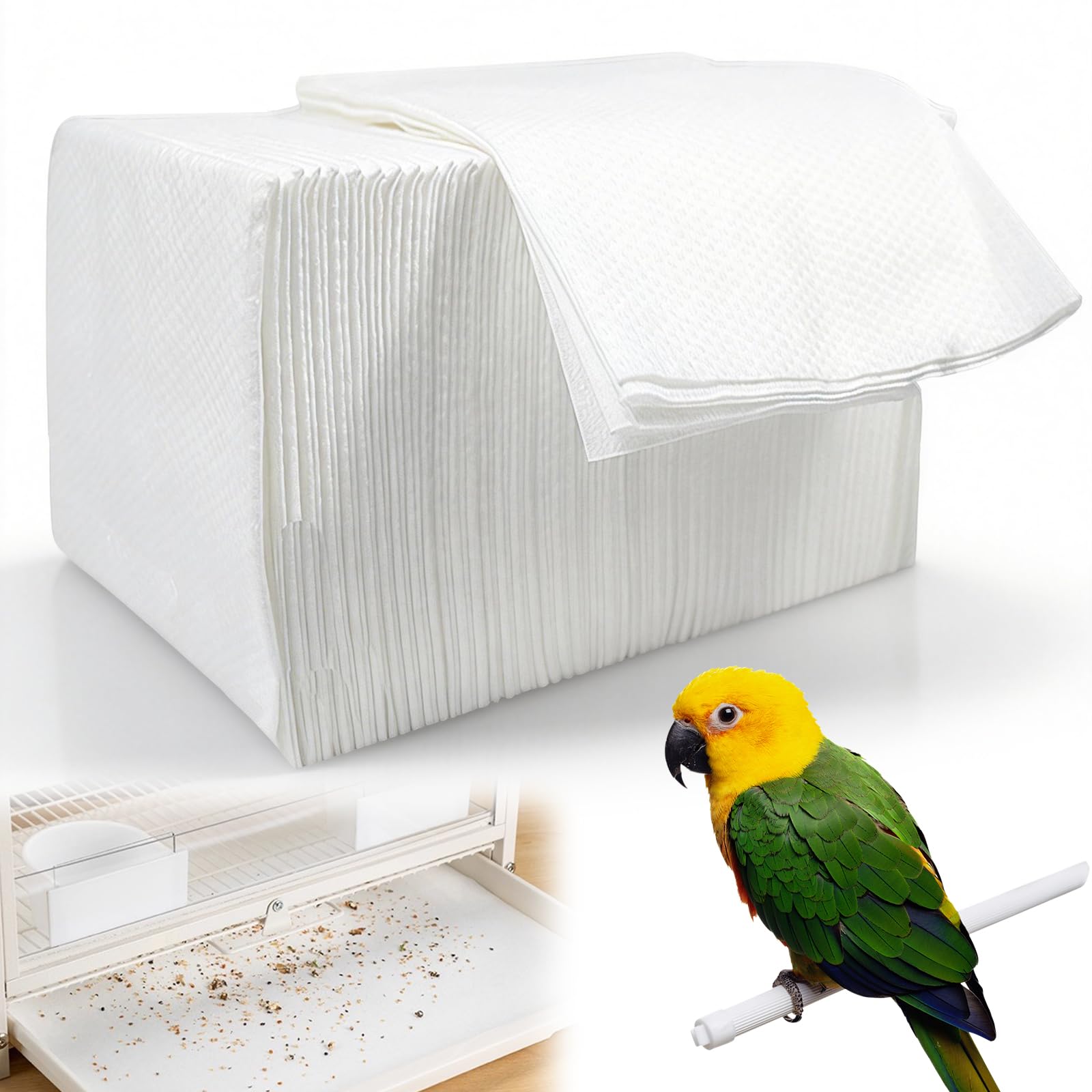 100 piezas de papel para jaulas de pájaros, almohadillas absorbentes desechables para jaula de loro, 28 x 50 cm, forros de papel, bandeja fecal cortable, alfombrilla de cojín para mascotas