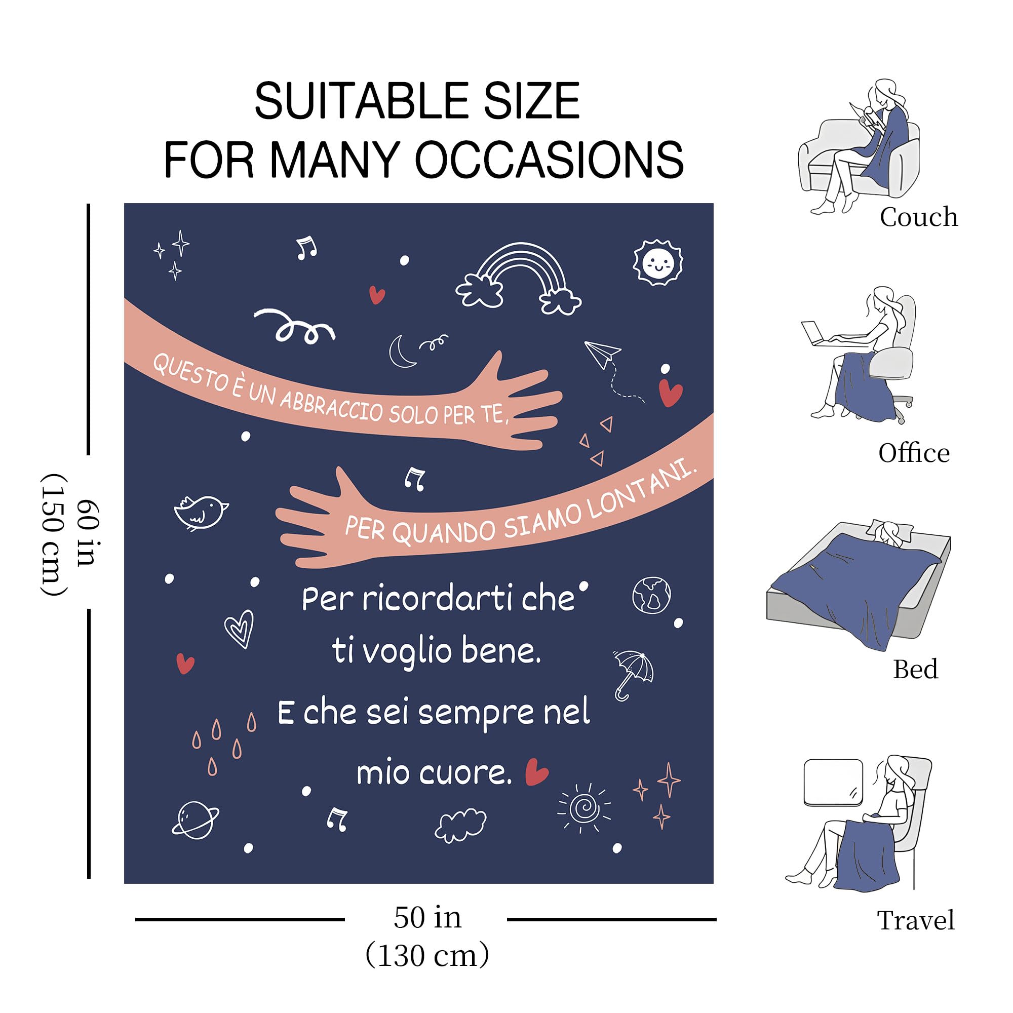 Amorea Questo è un Abbraccio solo per te per quando siamo lontani Per ricordarti che ti voglio bene E che sei sempre nel mio Cuore Coperta per Donna Uomo Regalo di compleanno Regalo di Natale (a)