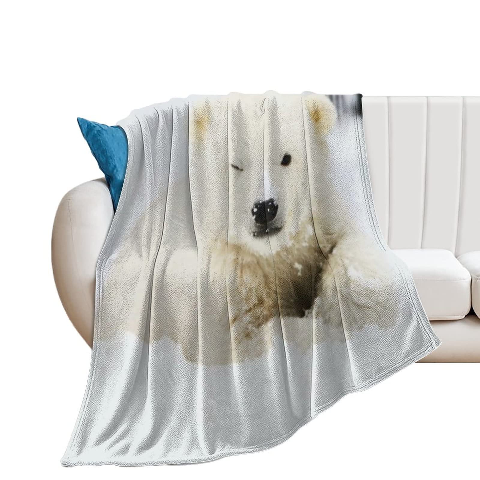 Couverture flanelle ours polaire douce et légère idée cadeau naissance parfait