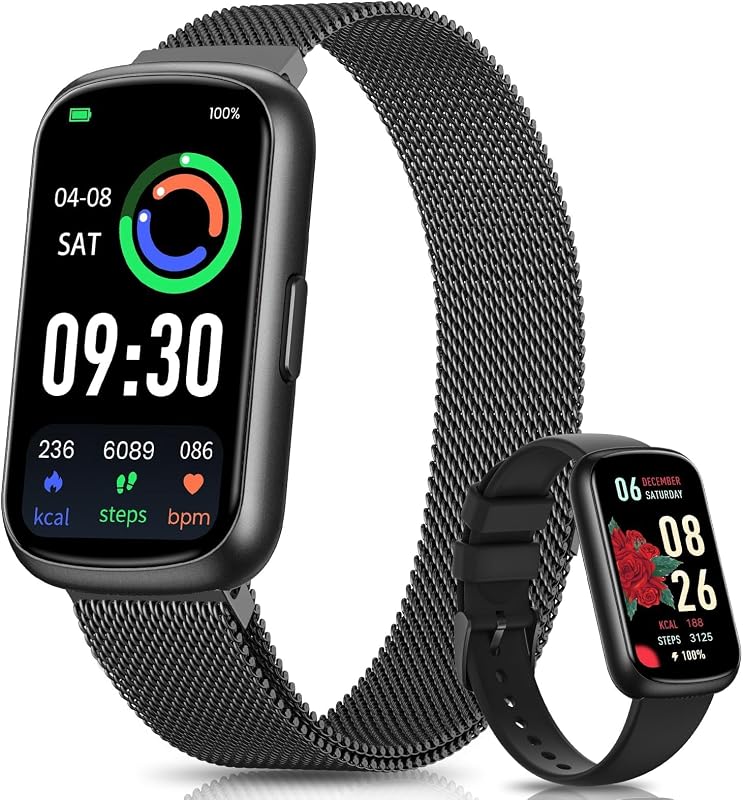 Fitness Trackers,Smart Watches for Men Women with 24/7 Heart Rate/Sleep Monitor, Fitness Watch with IP68 Waterproof, Health Activity Trackers for Android and iPhone Carbon Black