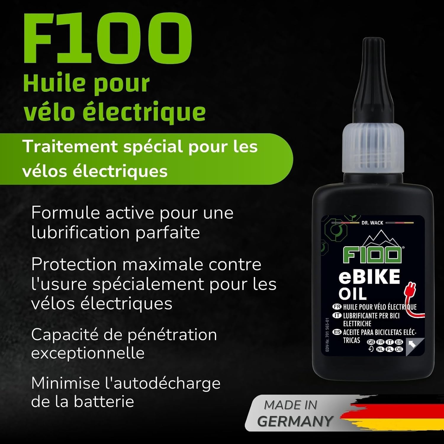 Dr. Wack - F100 Kit Entretien Vélo Électrique : Nettoyant Vélo + Nettoyant chaîne de vélo + Lubrifiant Chaîne de Vélo Électrique + Brosse + Chiffon Microfibre