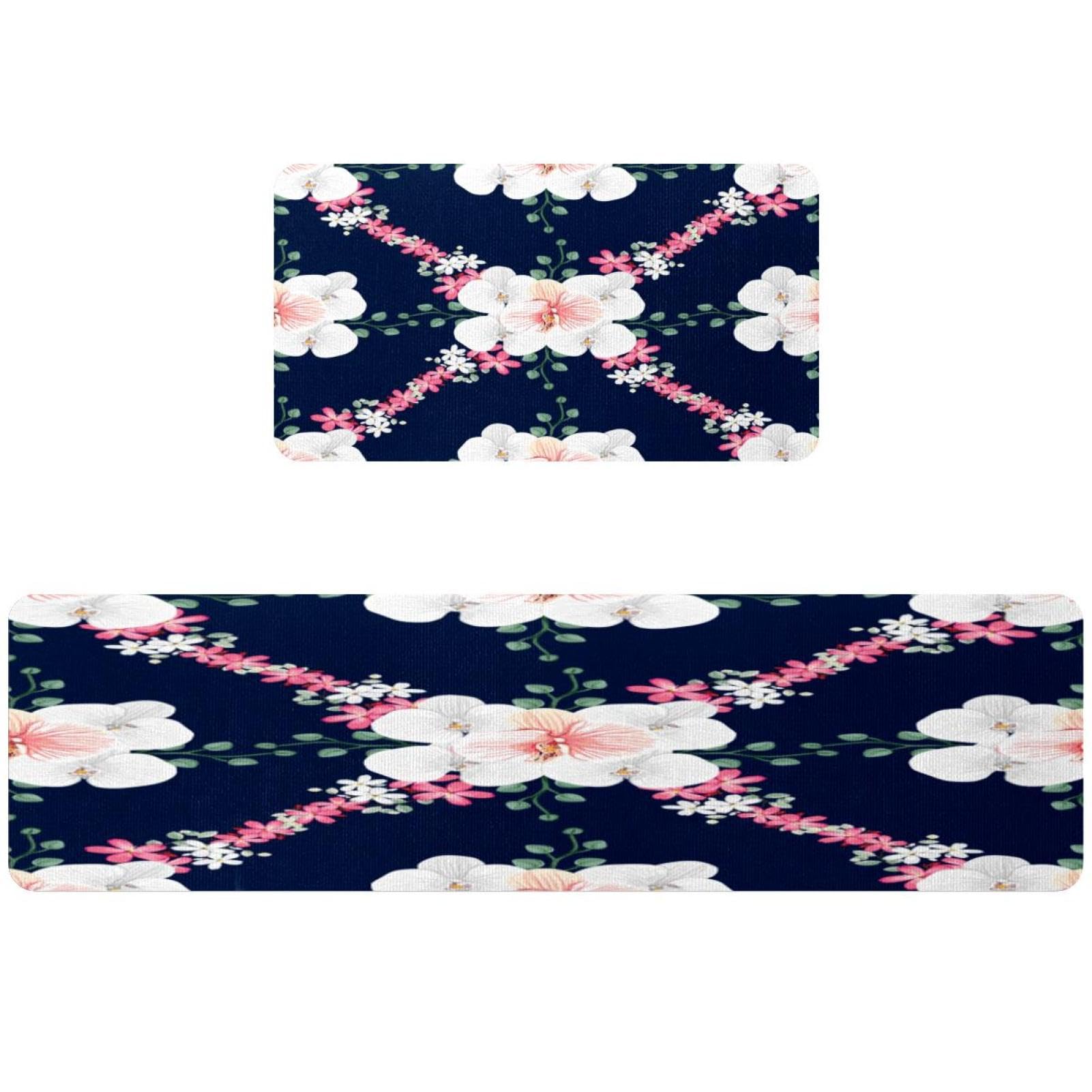 Tapis de cuisine lot de 2 orchidée sauvage antidérapants et lavables