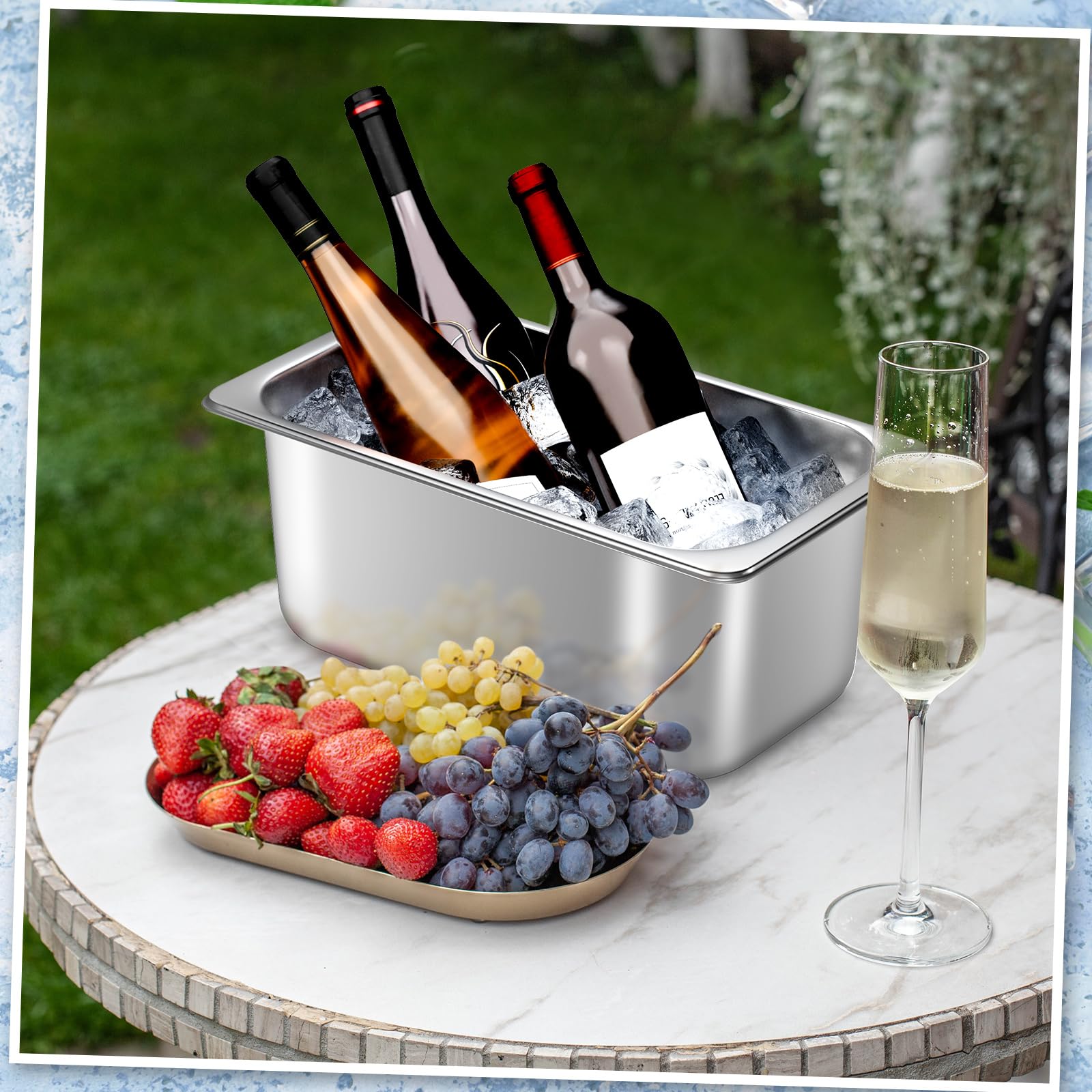 meekoo Lot de 2 seaux à glace en acier inoxydable pour fête, vin, bière, champagne, congélateur, cocktails, rafraîchissement du vin pour Mimosa (petite taille)