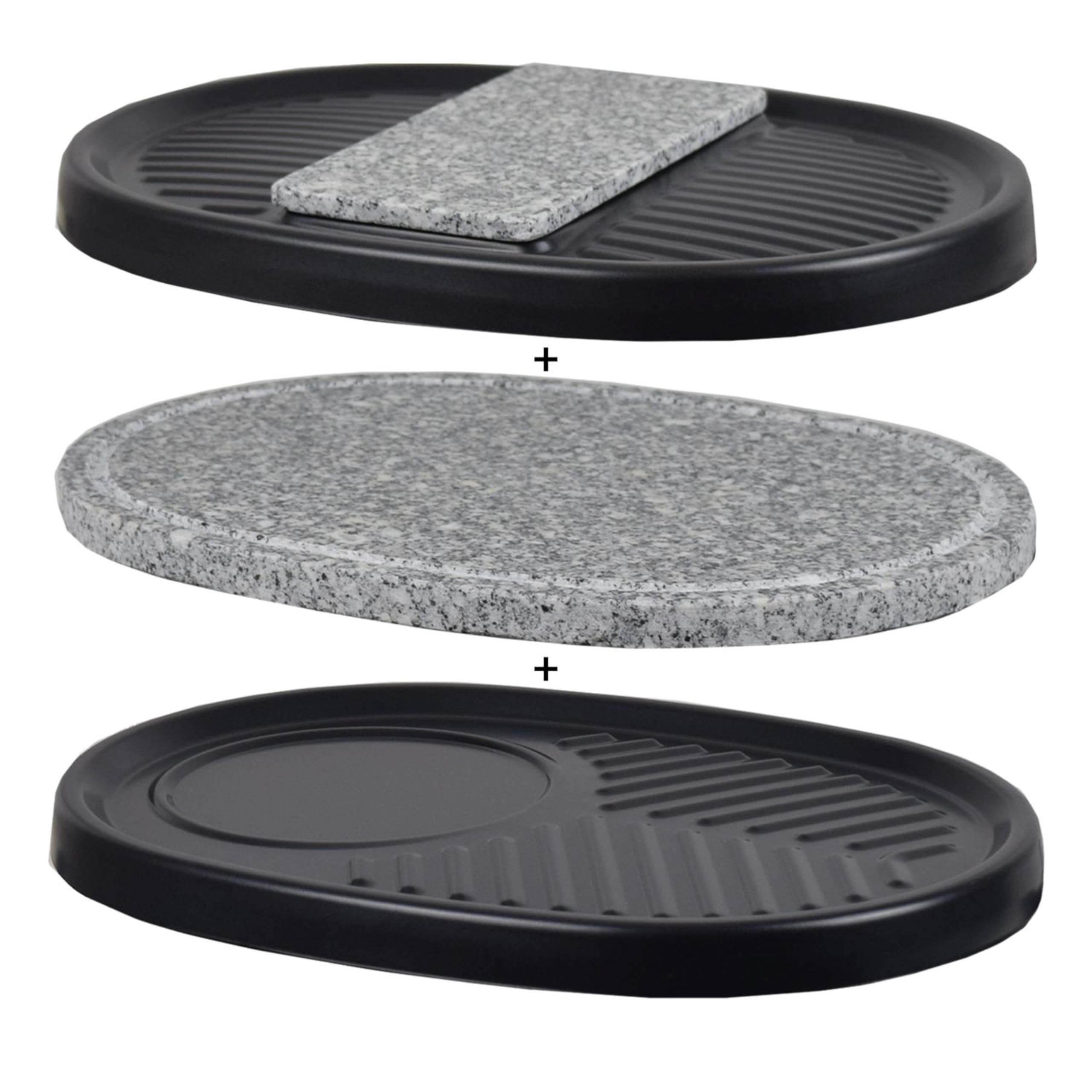 Syntrox Germany 3er Platten-Set für Raclette Chur | Grillplatten | Steinplatte, Raclettezubehör, Schnelle Reinigung, Naturstein, für besondere Gerichte