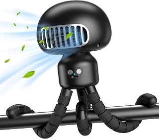Stroller Fan Clip On for Baby Stroller, Bladeless Portable Auto Oscillating 4000mAh Rechargeable Battery Operated Small Personal Car Seat Crib Bike Bed Travel Trip