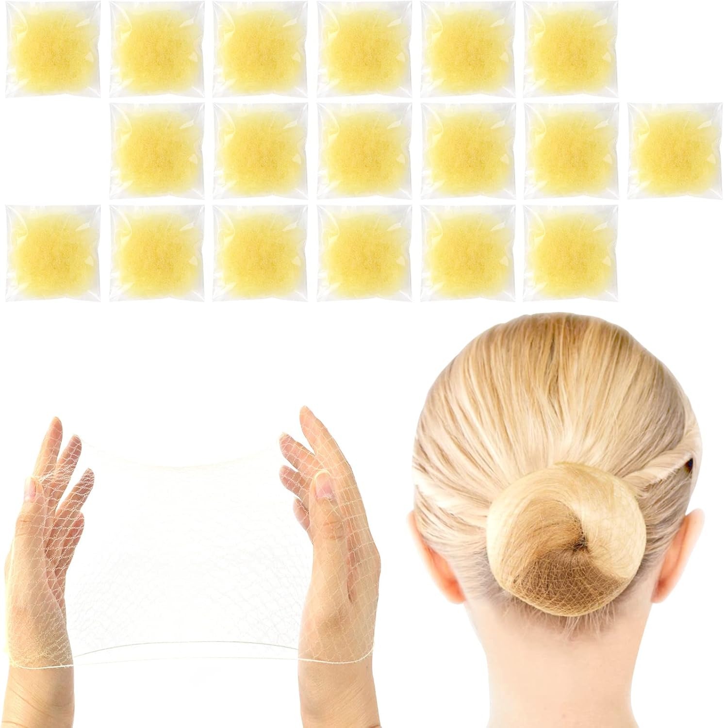 Sularpek 35 Pcs Hair Nets, Hair Bun Nets, Blonde Ballet Bun Nets