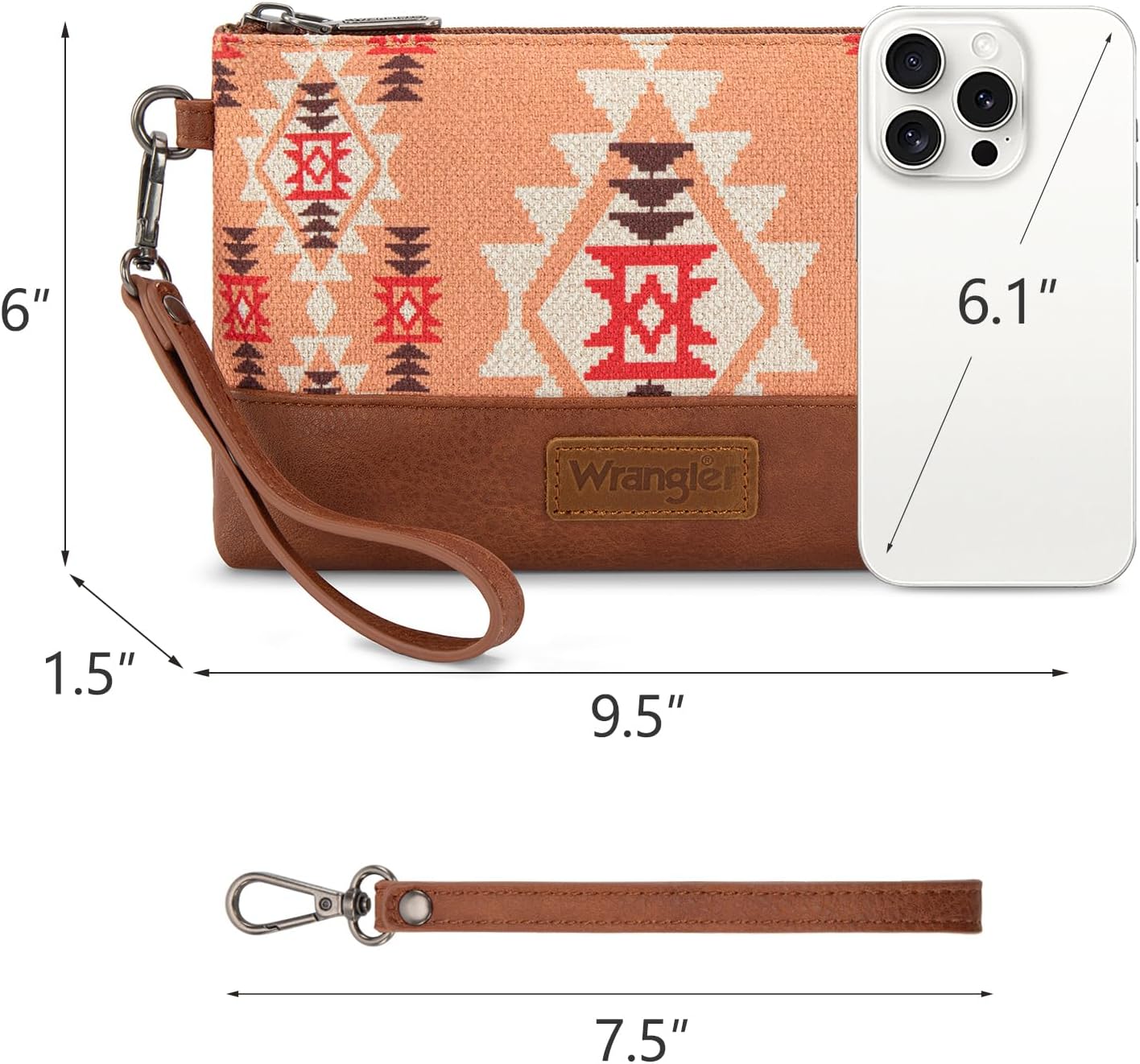 Wrangler Wristlet Wallet for Women Large Boho Clutch Purse Western Wallet Handbags for Travel,Gift - Image 4