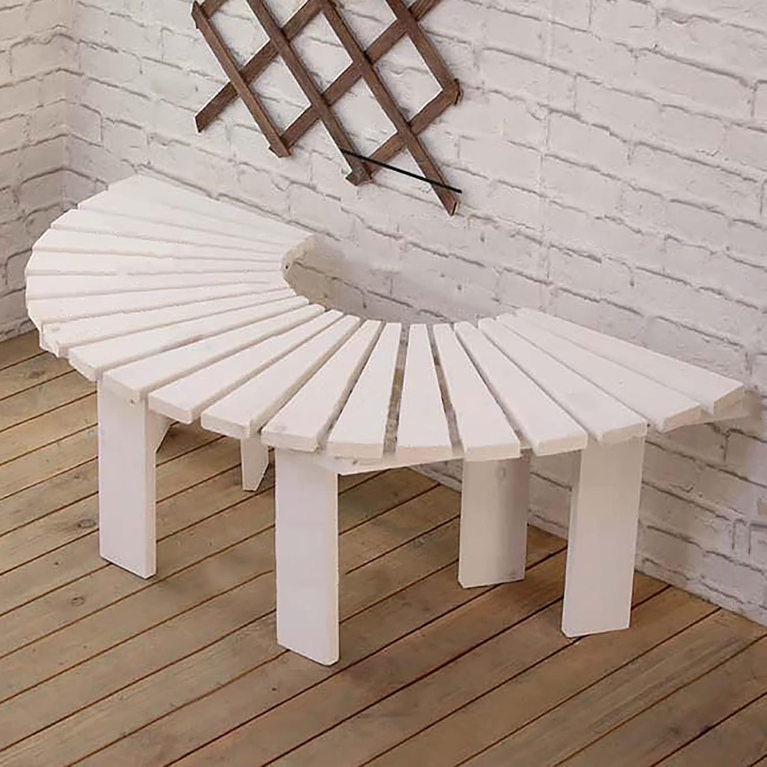 Terrasse Gartenbank Parkbank, halbrunde Baumbank aus Teakholz