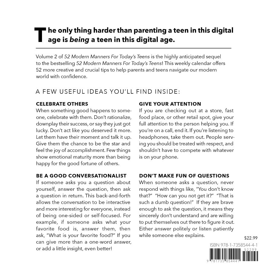 52 Modern Manners For Today's Teens Volume 2 - Image 2