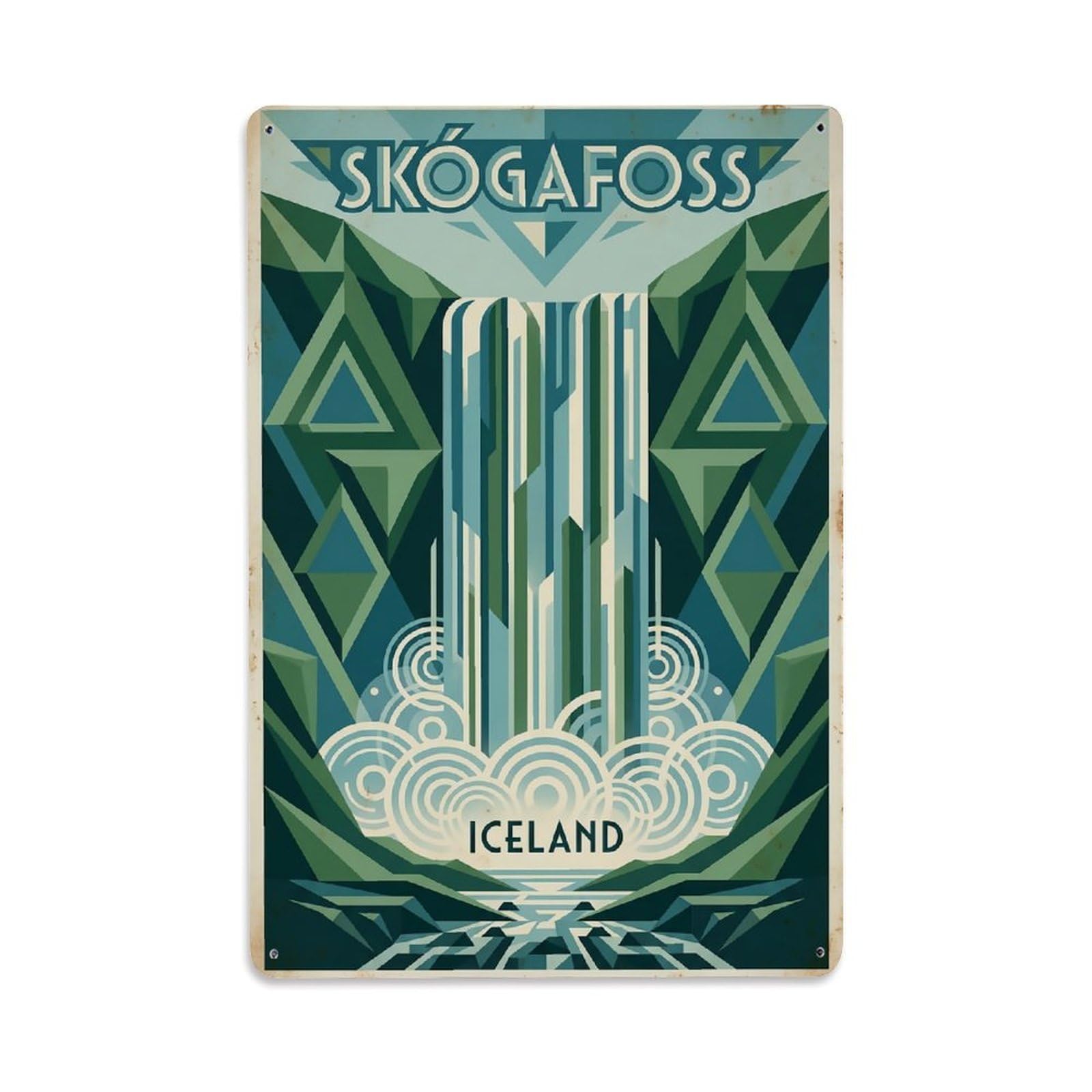 Vintage Travel Skogafoss Iceland Cascade Metal Tin Sign