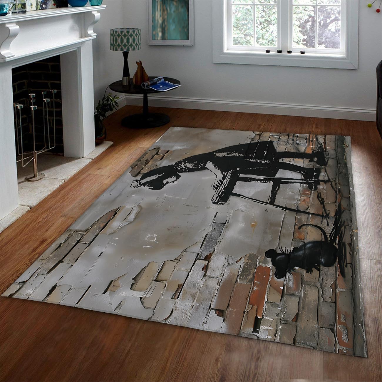 Tapis Banksy lavable en machine 160x230cm avec envers antidérapant