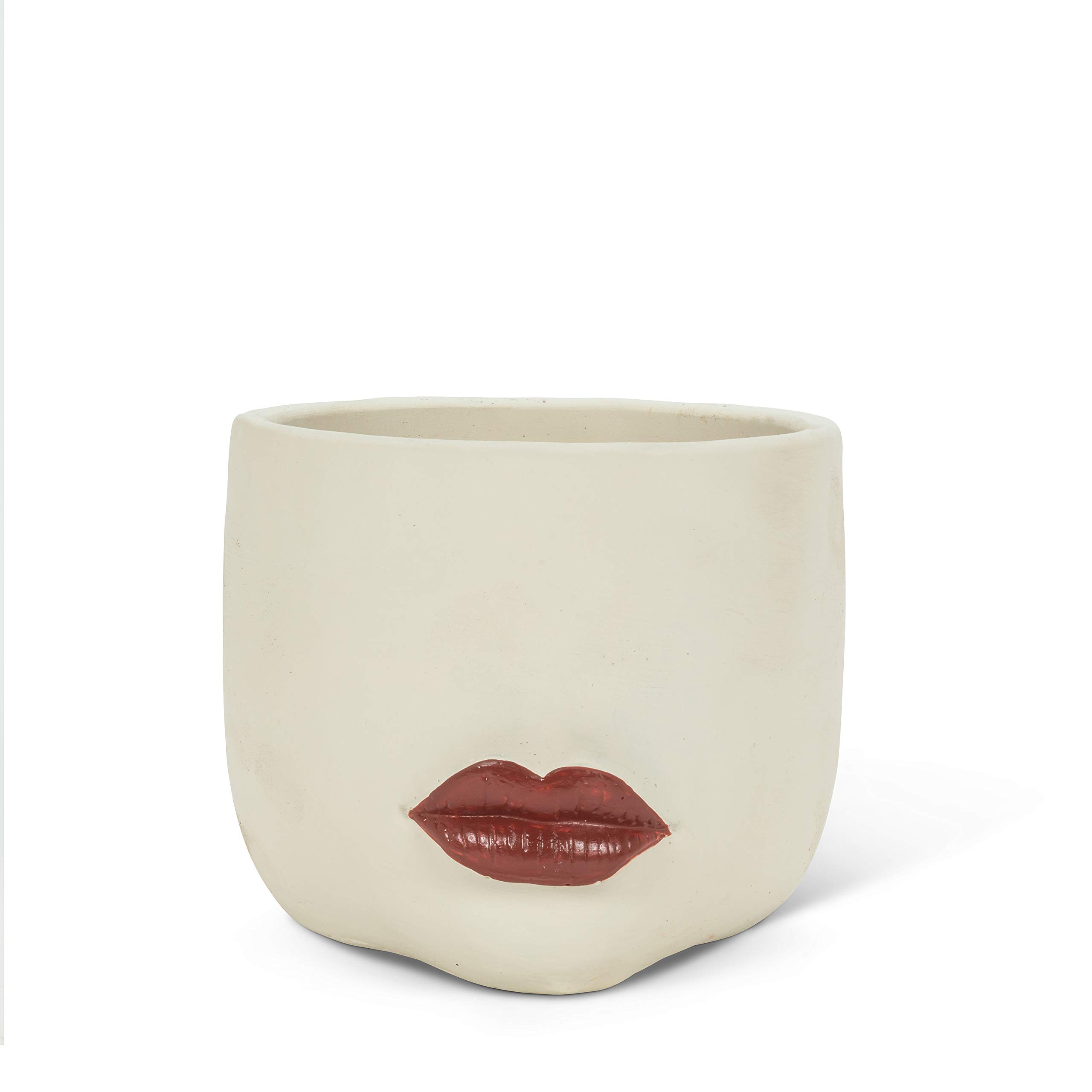Abbott CollectionHome 27-RUBYWOO-438 Small Lip Planter, Ivory/red