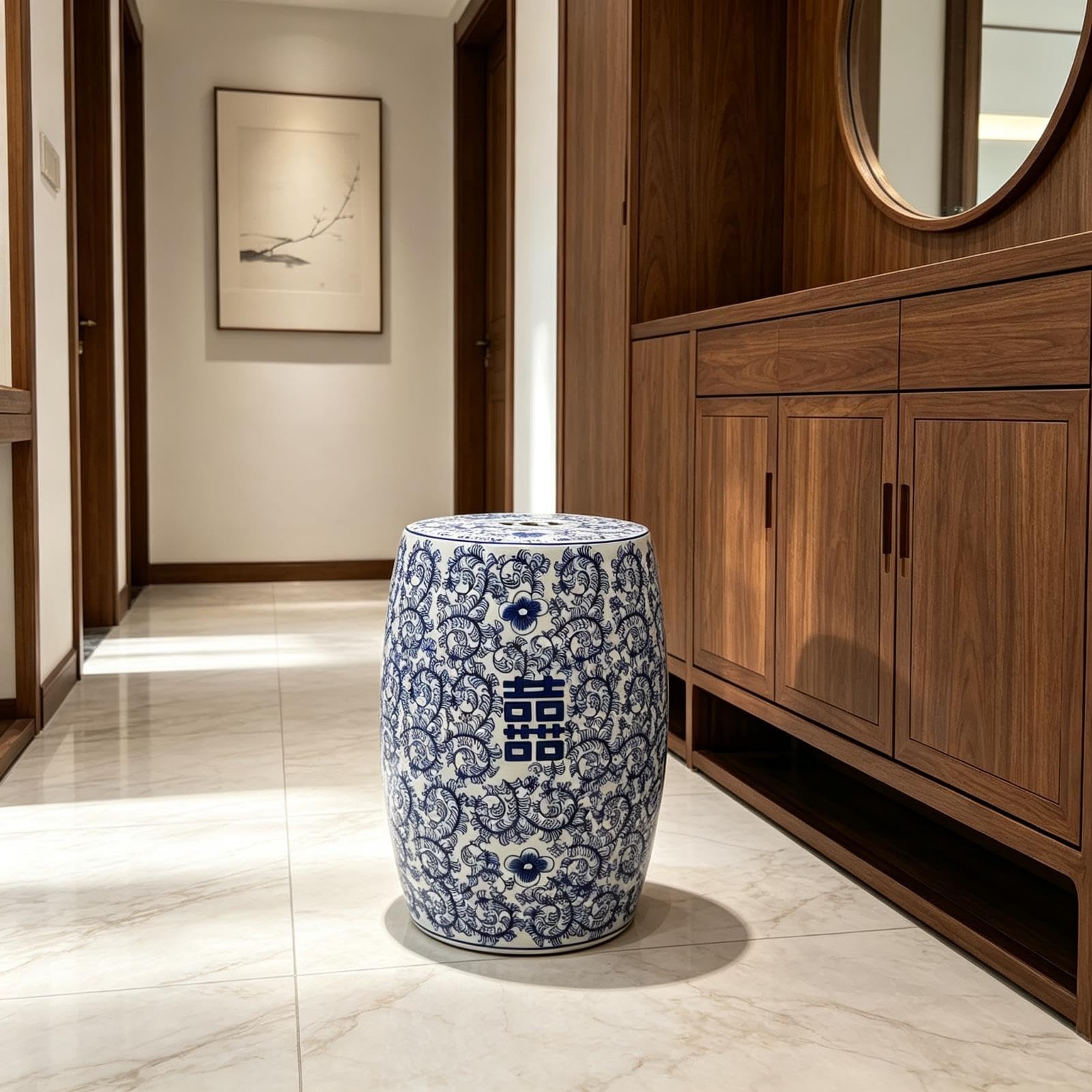 Ceramiczny Stołek Ogrodowy Ozdobny Chiński Perkusji Perkusji Chinoiserie - Przeszklony Stołek Do Przewijania Ogrodu,