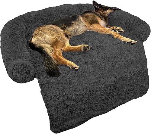 Miniatura 56 de Cama calmante para perro, tapete de felpa esponjosa para perros, protector de muebles con funda extraíble lavable para perros y gatos grandes,