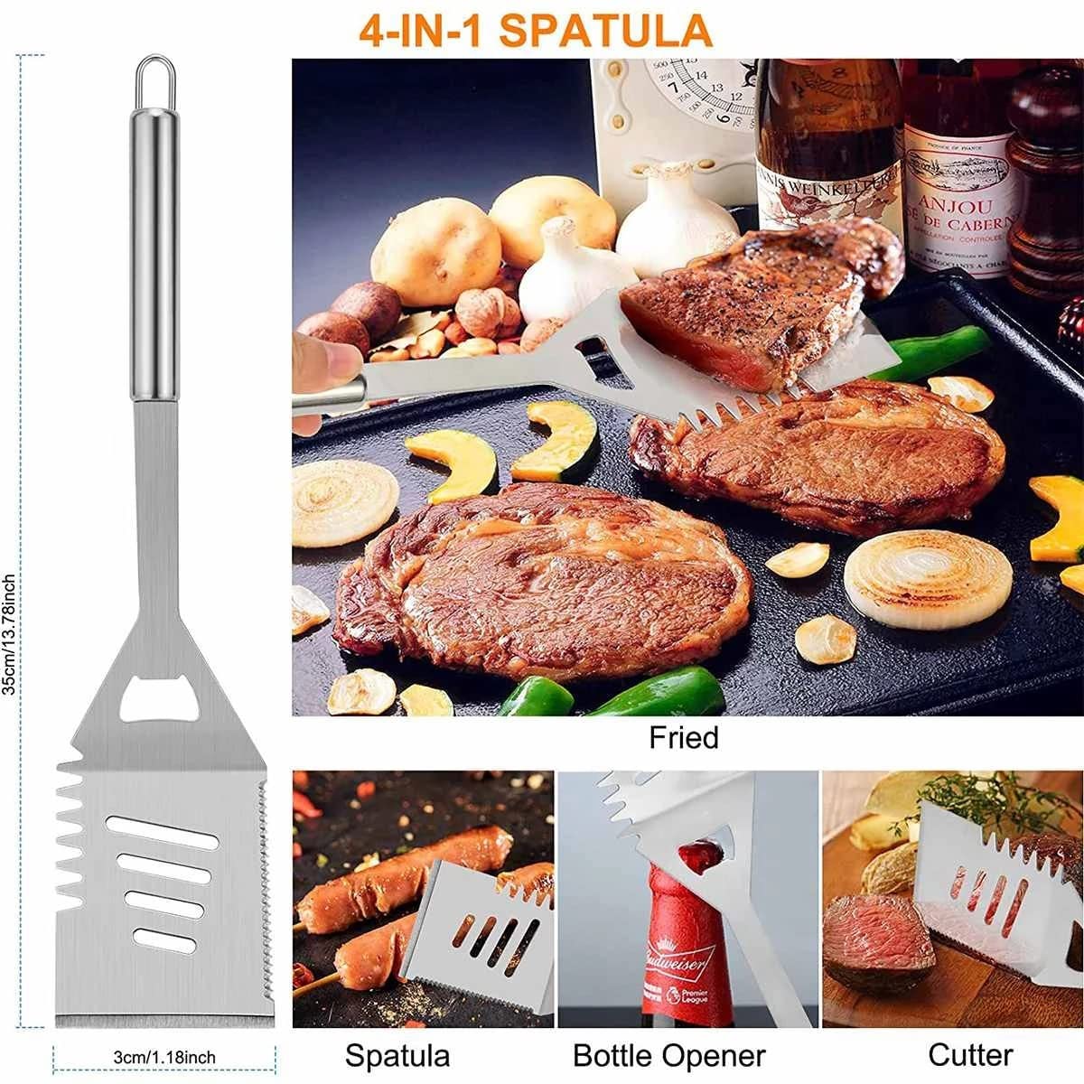 Stainless Steel BBQ Grill Tool Set Outdoor Camping Cooking Tool Set BBQ Grill Accessory Kit with Bag