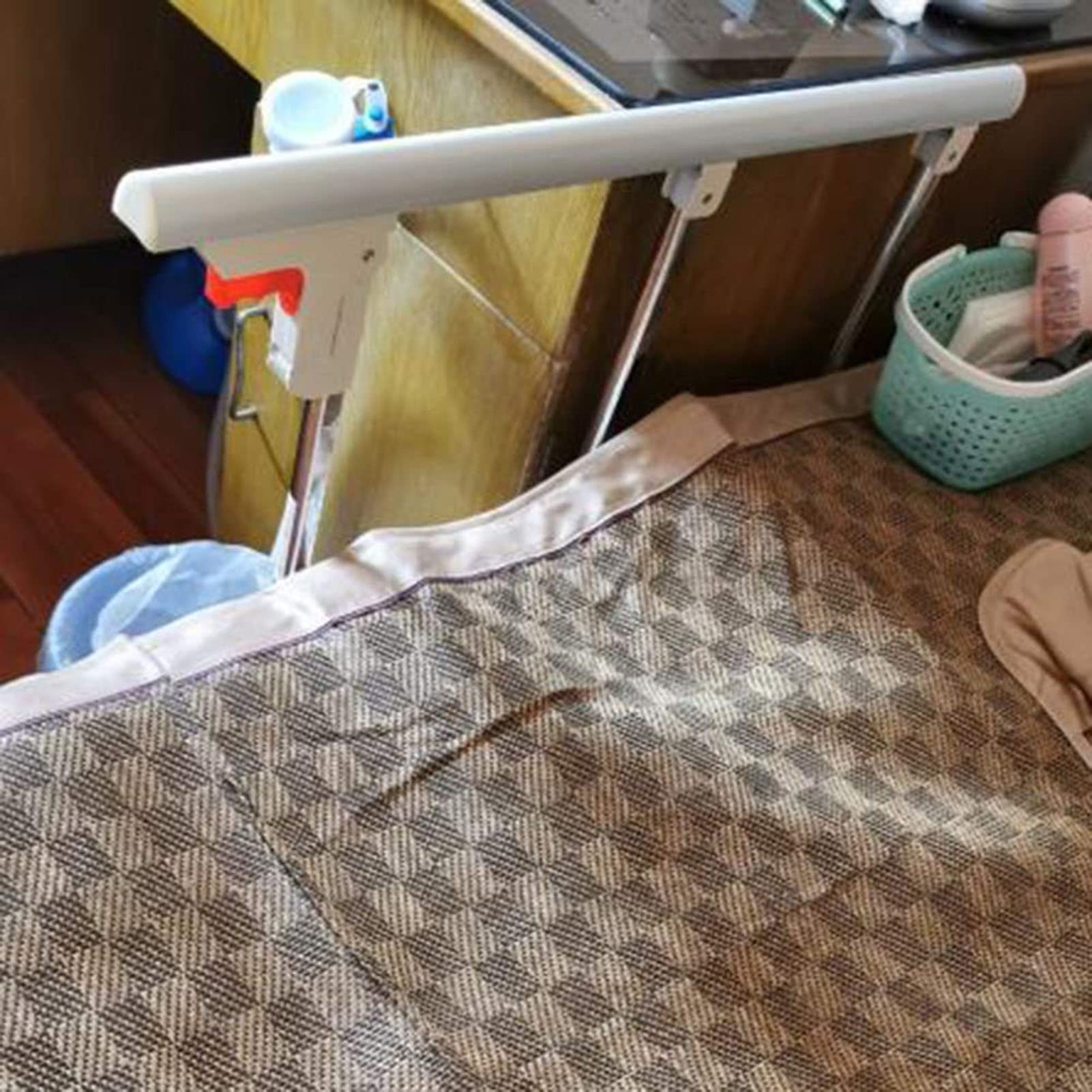 SenhE Barrera de Cama, Hospital Cabecera Barandillas de Protección de Plegable Parachoques, Safety Abatible Estable Barandilla de Seguridad Acero Carbono Desmontable