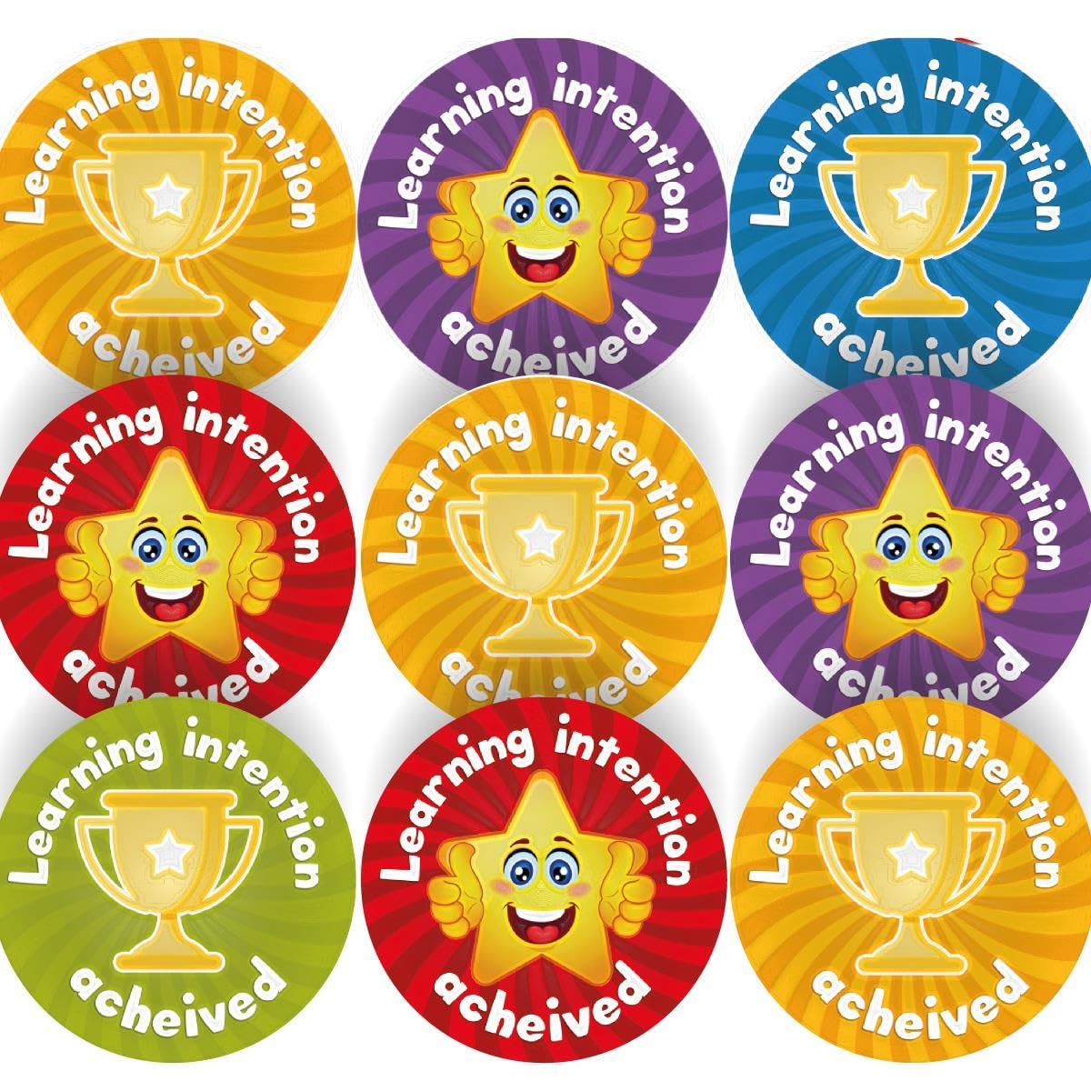 Sticker Stocker 144 Learning Intention Achieved - 30Mm - Glossy Reward School Stickers For Teachers & Parents