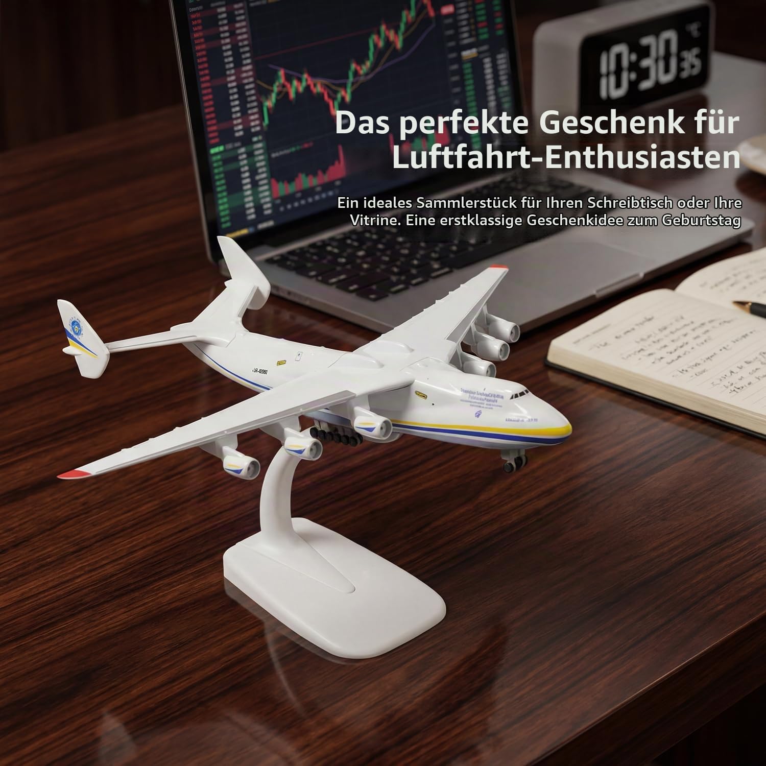1/400 für Russische Bemalung AN-225 Druckguss-Flugzeugmodell mit Flughafenmatte und 5 Mini-Autos