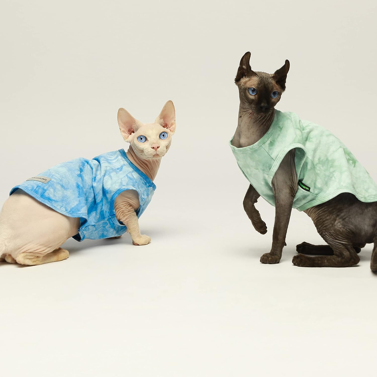 Fitwarm 2-Pack 100% Cotton Tie Dye Dog Clothes with Reflective Label Dog Shirts Doggie T-Shirts Puppy Tank Top Vest Tee Summer Cat Clothes Green Blue Large : Pet Supplies