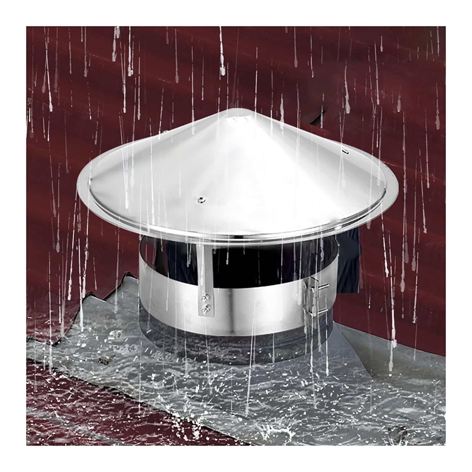 304 Stainless Steel Chimney Cap, Round Flue Cowl Pipe Rain Cover Protector Cap for Fireplace Exhaust Exterior Stove Pipe (23m/9in)